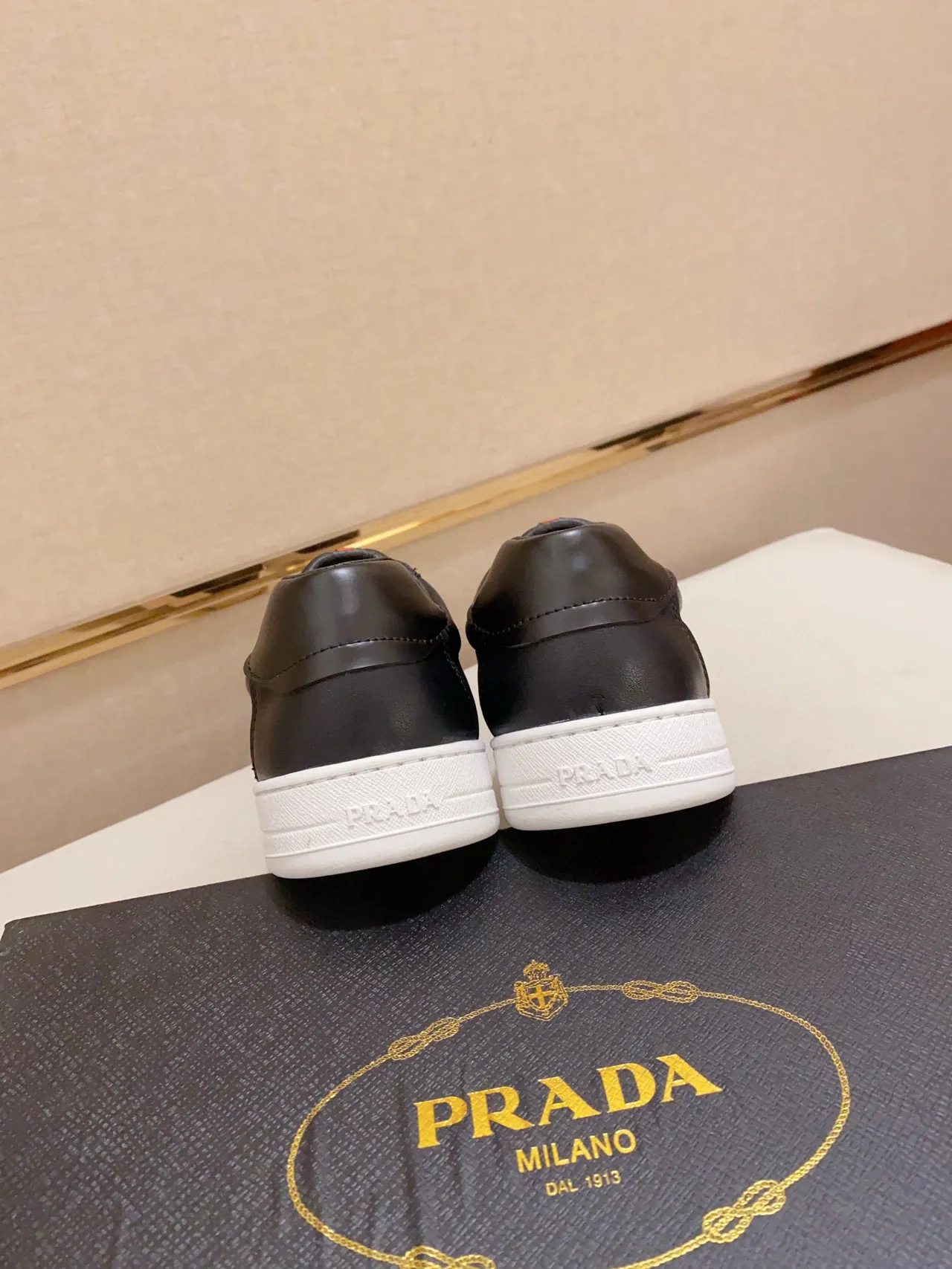Prada Black Leather Side-Stripe Lifestyle Sneaker