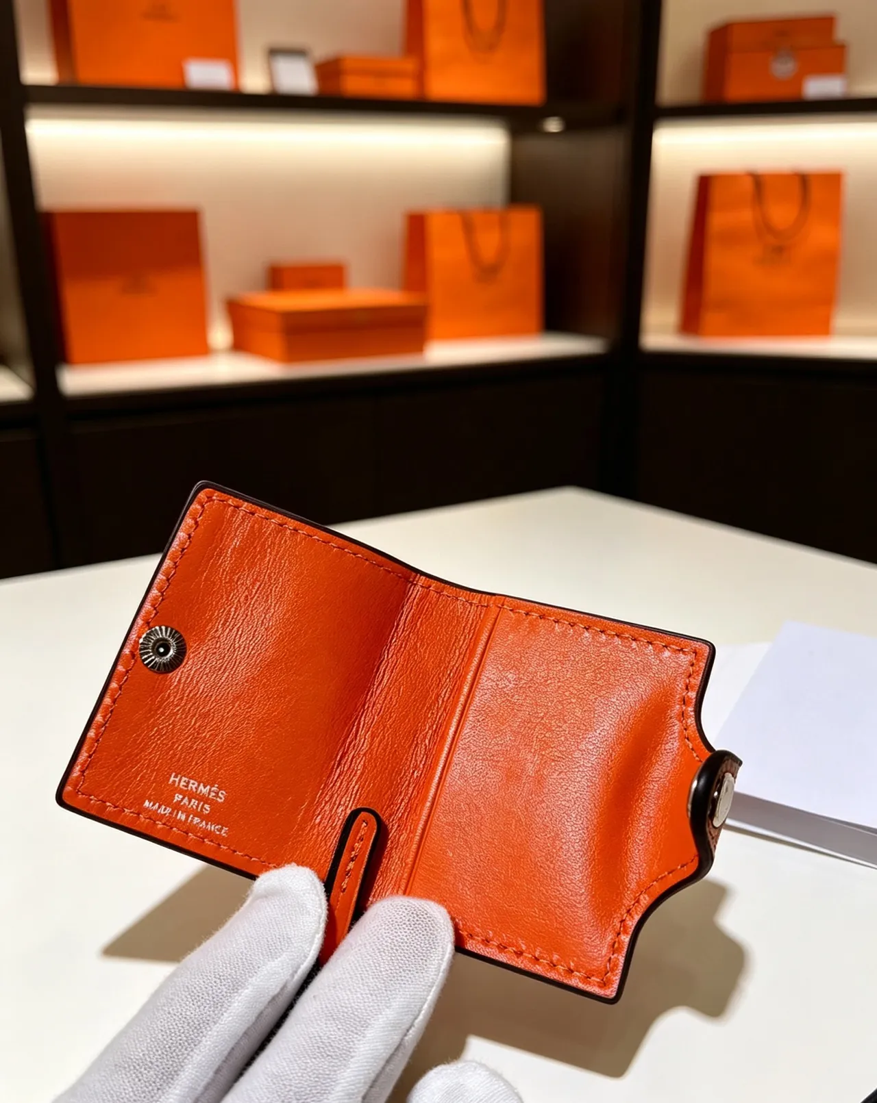 Hermès Multicolor Pebbled Leather Snap-Button Strap Closure Card Holder