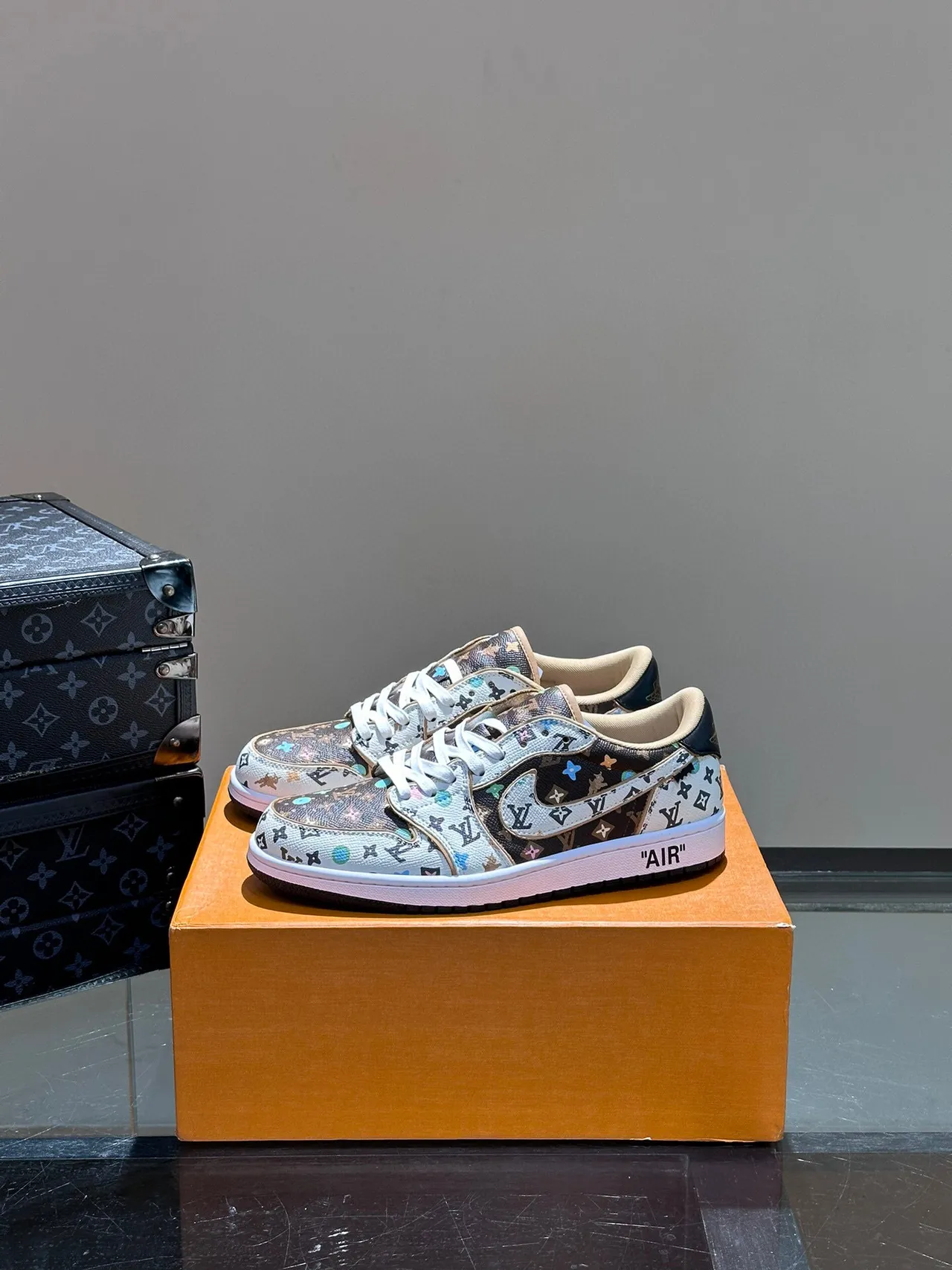 Nike Air Jordan 1 Low Monogram Print Lifestyle Sneakers