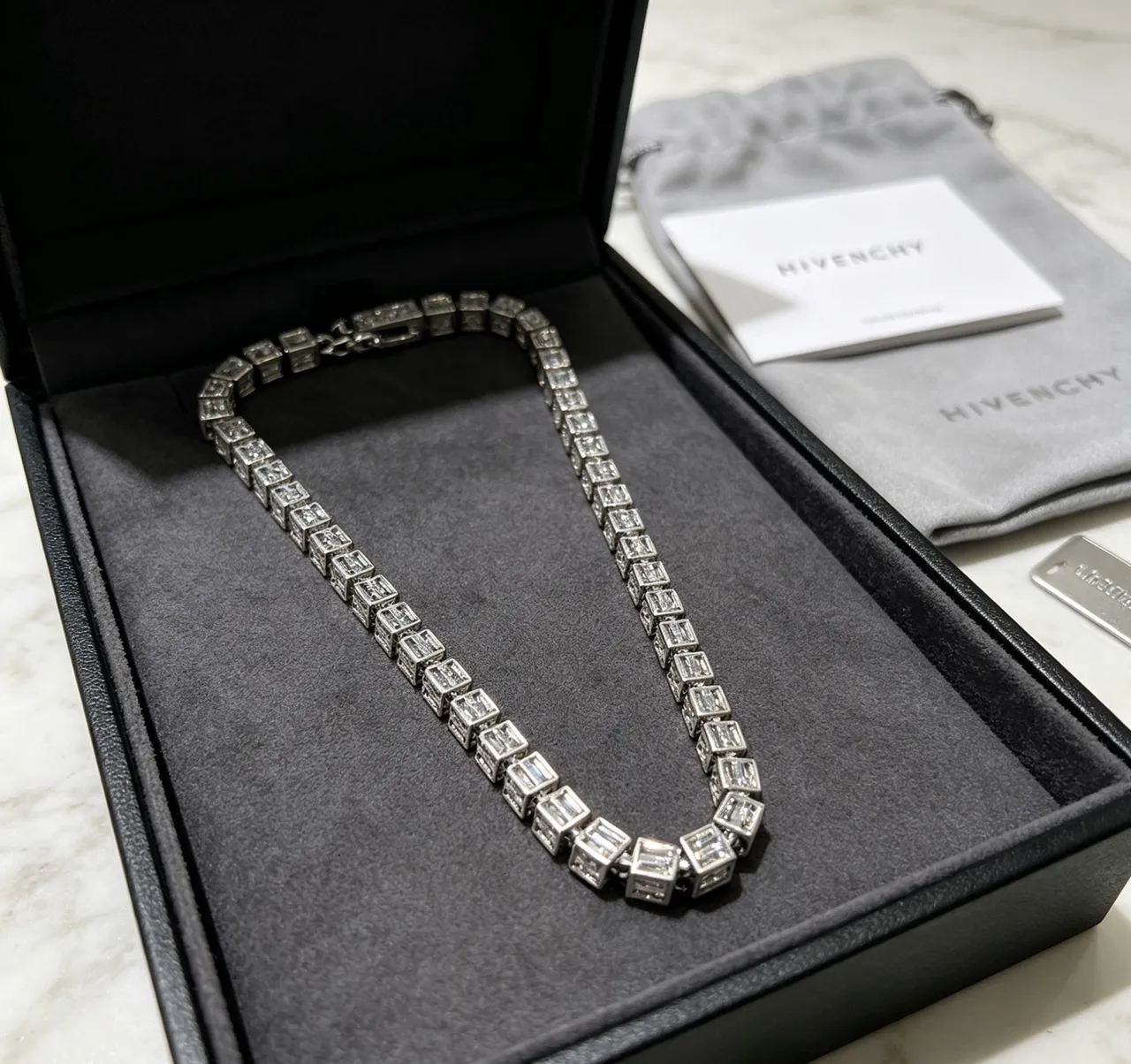 Givenchy Spectre Baguette-Cut Stone Rigid Link Necklace