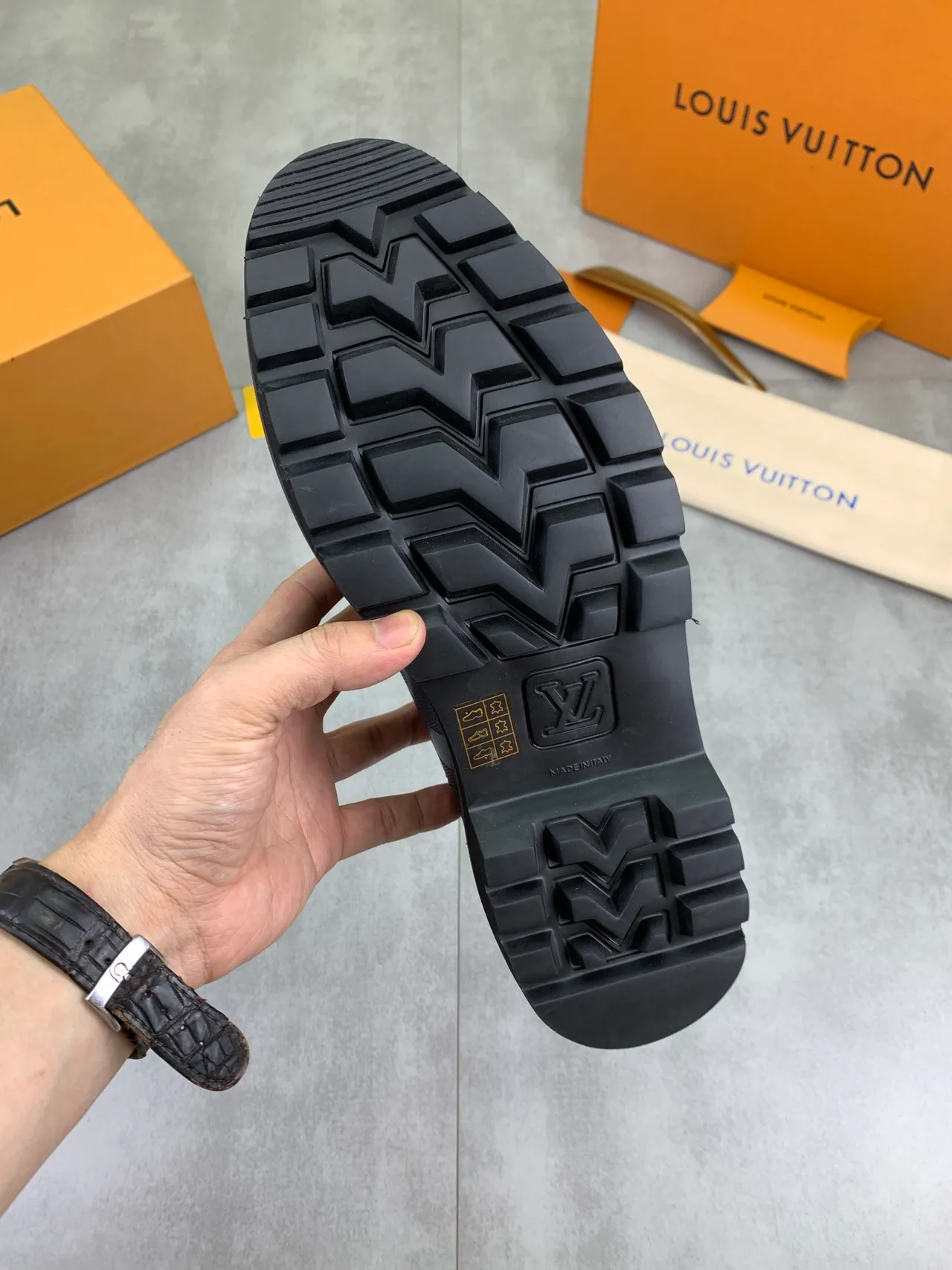 Louis Vuitton Run Away Navy Black Checkered Leather Dual Lace-and-Strap Closure Casual Shoes
