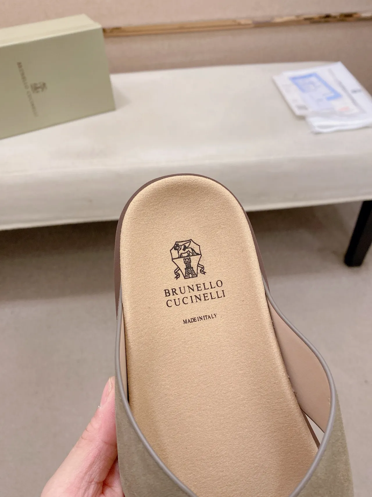 Brunello Cucinelli Crisscross Strap Flat Slide Casual Sandals