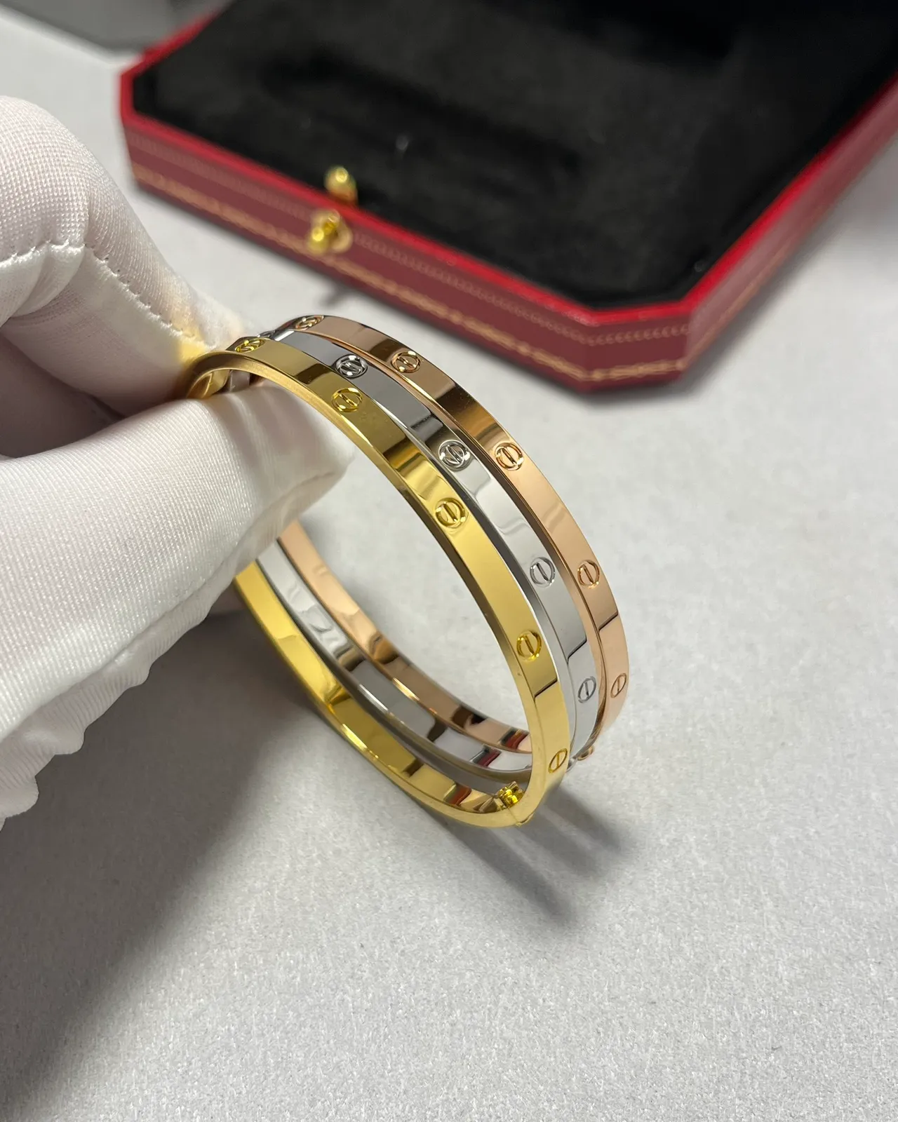 Cartier Love Gold Silver Screw-Motif Two-Tone Bracelet