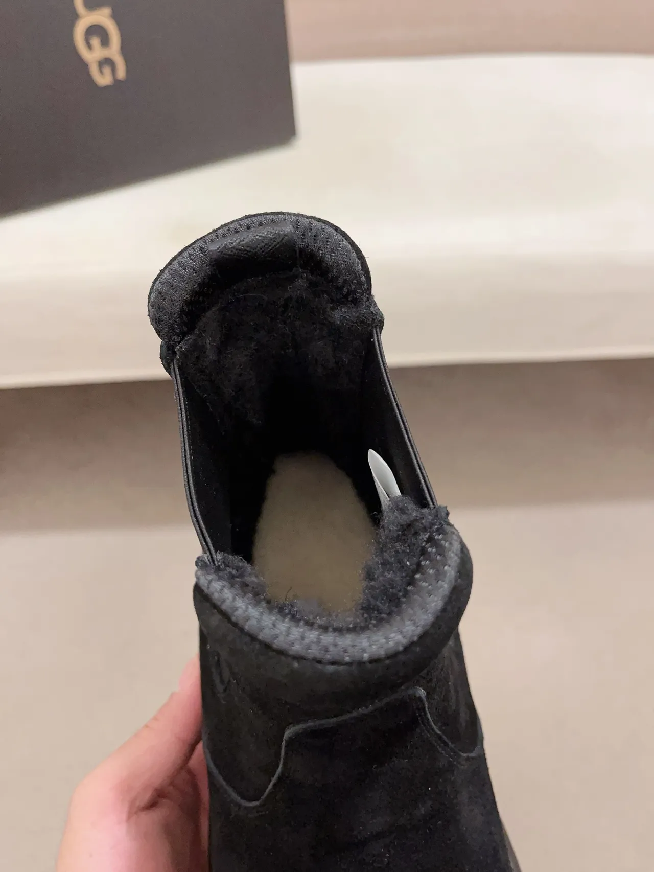 UGG Tasman Black Gray Suede Upper Elastic Side Gussets Chelsea Boots