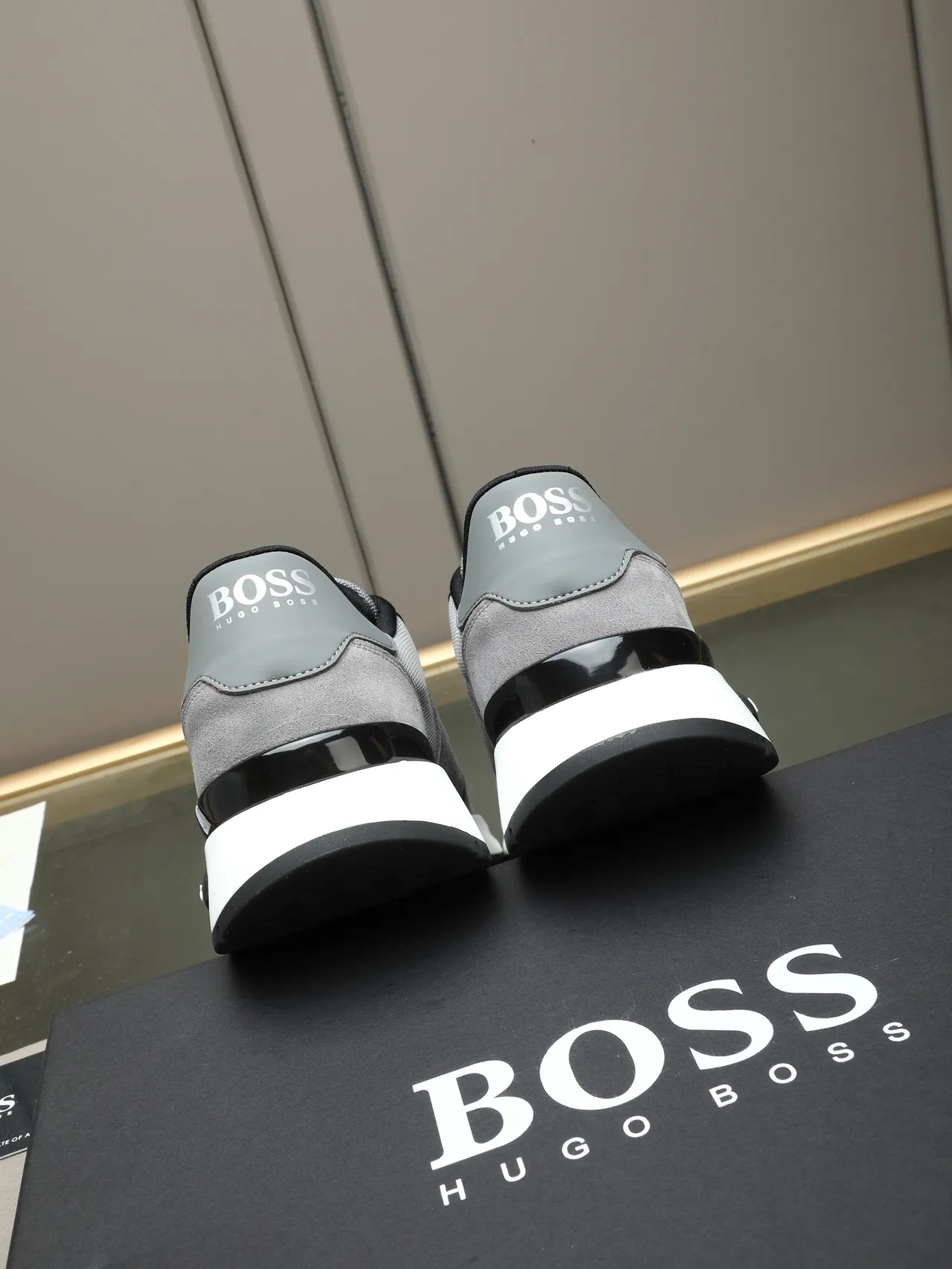 Hugo Boss Gray Suede and Mesh Lifestyle Sneaker