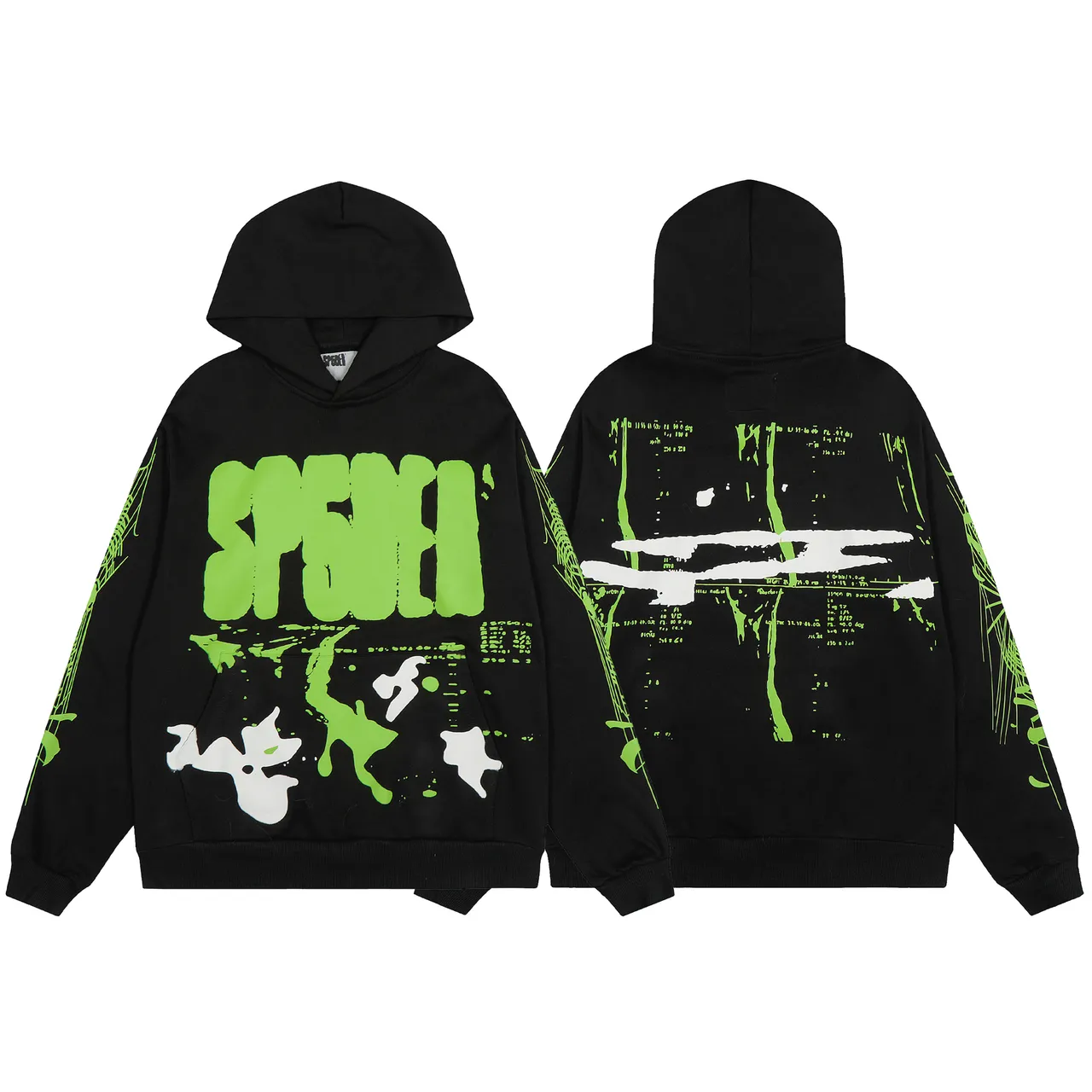 Black and Neon Green Graphic Print Tracksuit