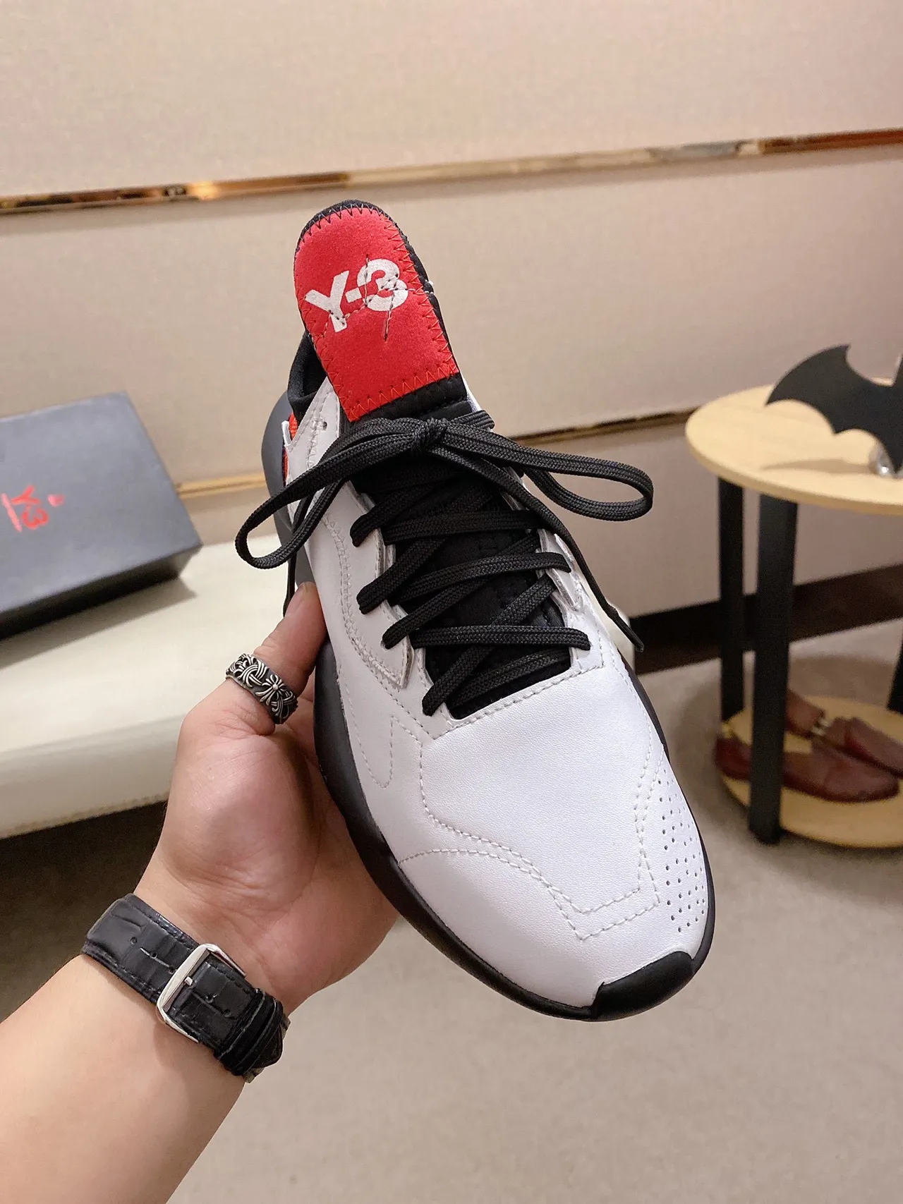 Y-3 Kaiwa White Black Red Chunky Sneakers