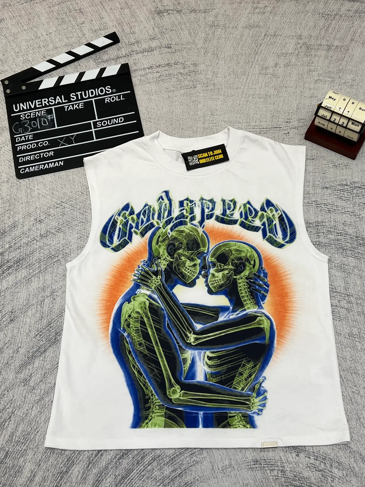 Godspeed Skeleton Graphic Print Sleeveless Vest Top