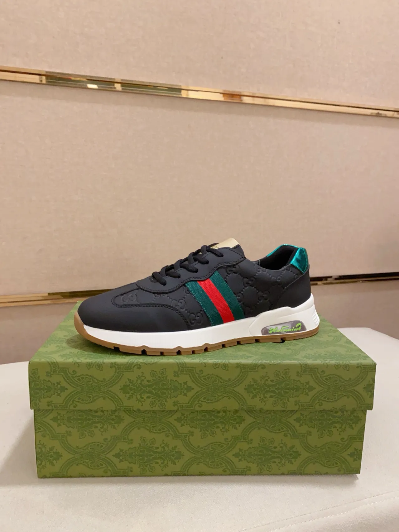 Gucci Screener Black Green Red Web Lifestyle Sneakers
