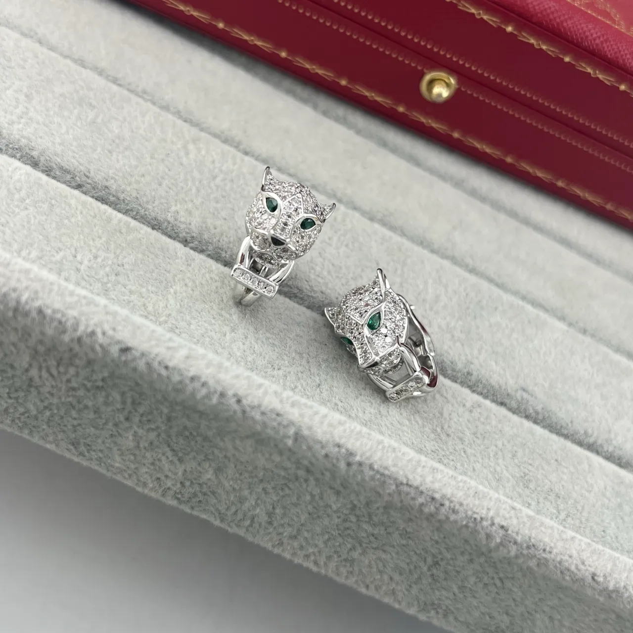Cartier Panthère Panther Head Pavé Earrings