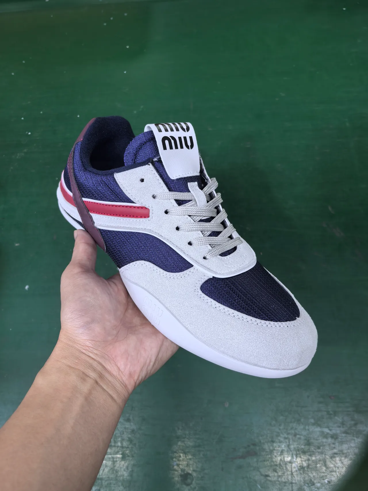 Miu Miu Wander Navy Blue White Red Burgundy Lifestyle Sneakers