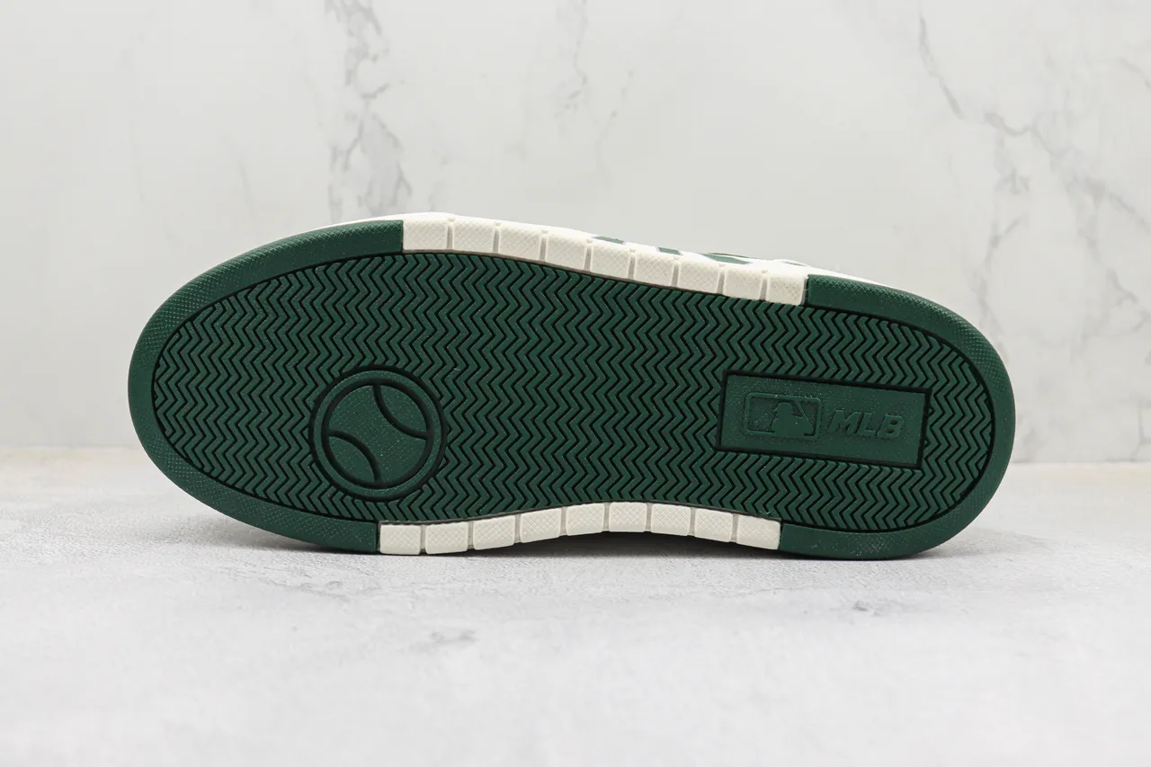 New Era Green White Platform Sole Leather-Paneled Upper Lifestyle Sneakers