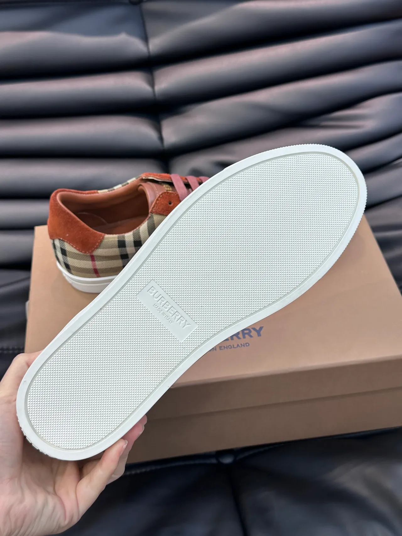Burberry Brown Beige Low-Top Leather-Suede Hybrid Lifestyle Sneakers
