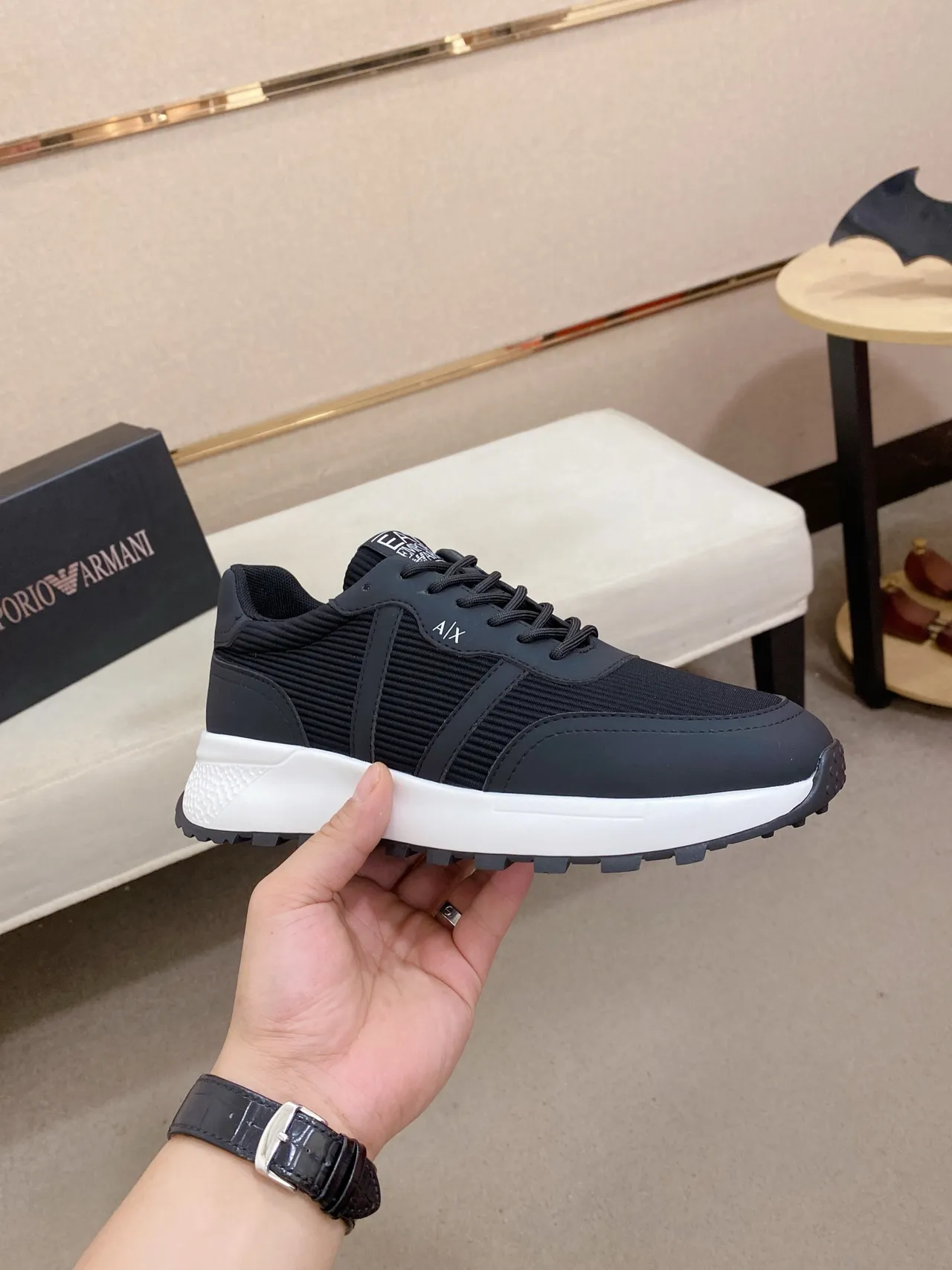 Armani Exchange Black and White Lifestyle Sneakers