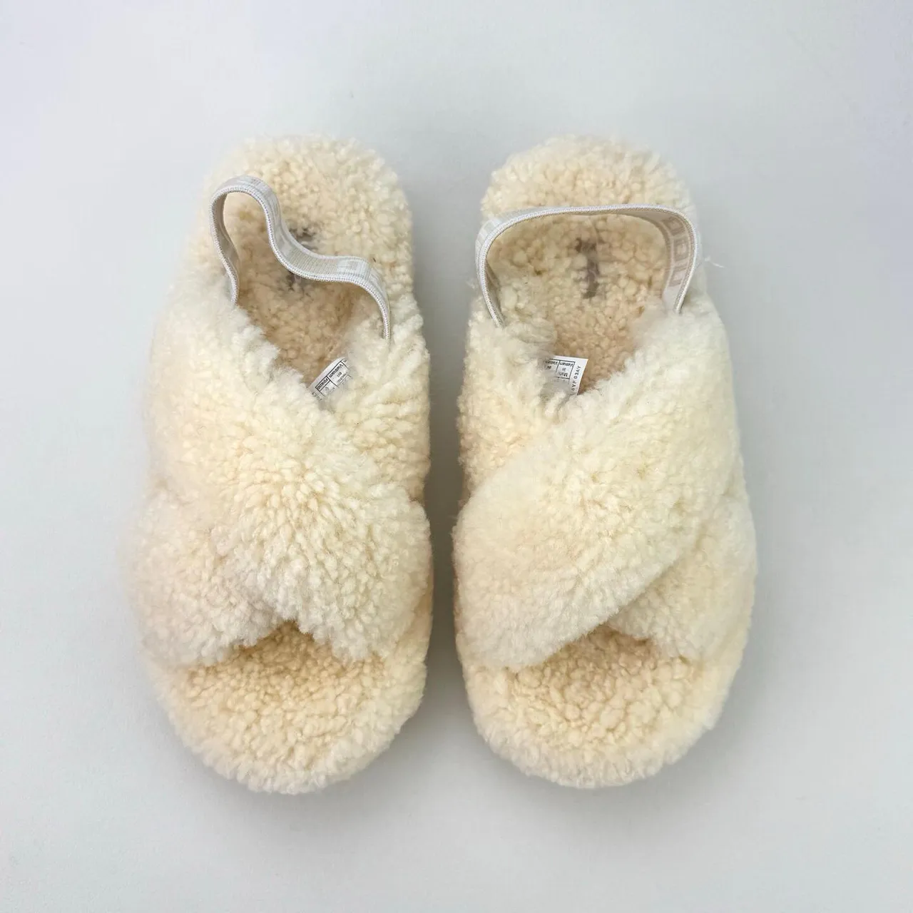 UGG Tasman Cream Shearling Cross-Strap Slippers