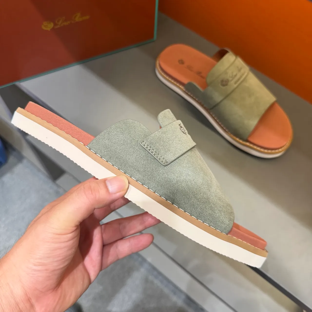 Loewe Summer Walk Suede Slide Slippers