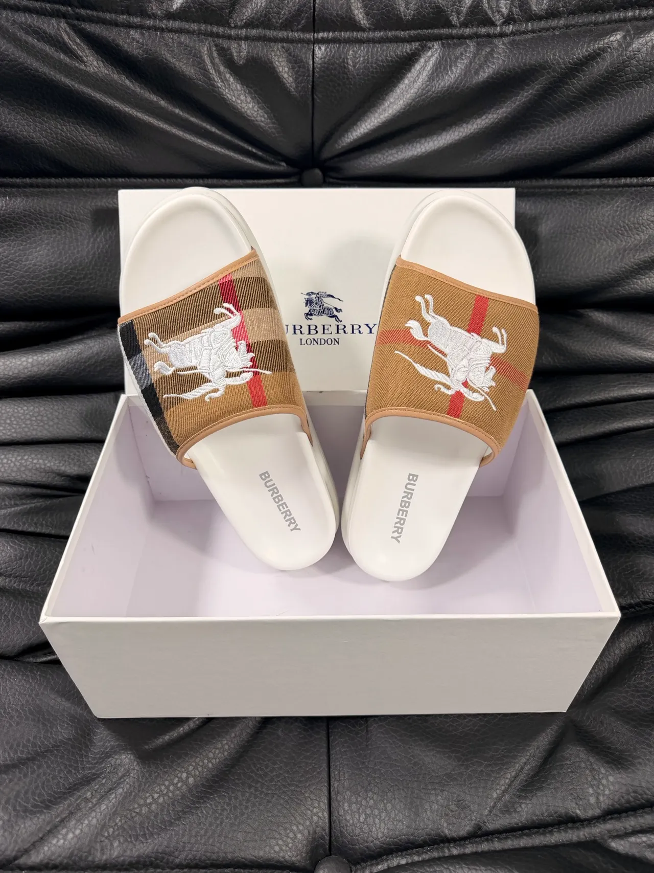 Burberry Knight Check Strap Slide Slippers