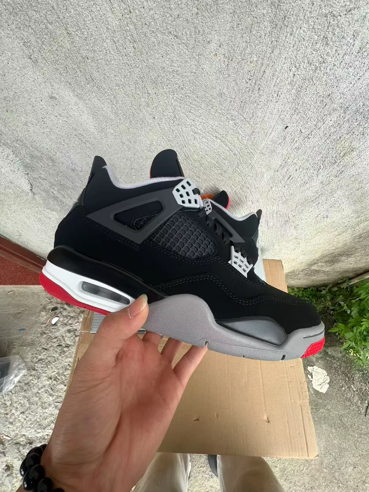 Air Jordan 4 Black Red Gray Basketball Shoes