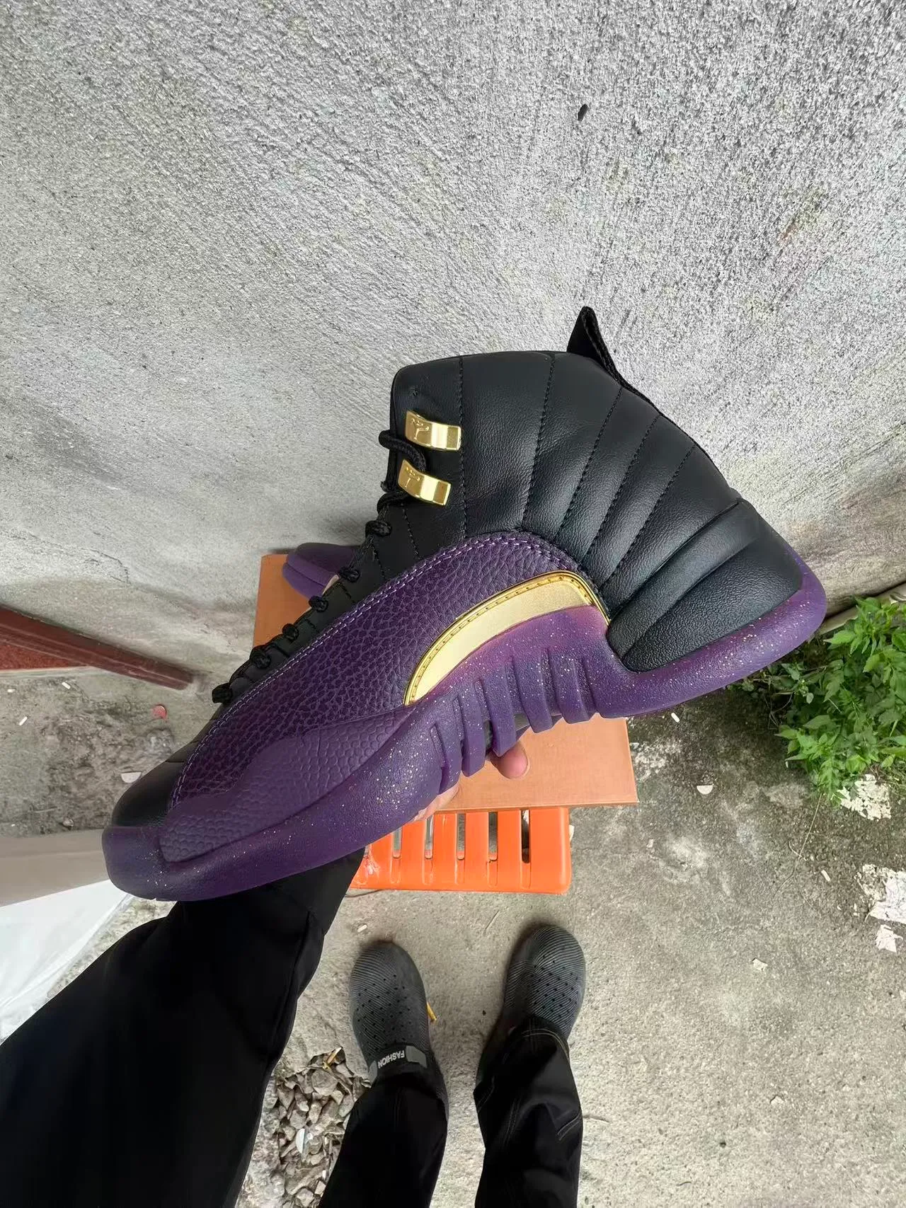Air Jordan 12 Black Purple Gold Basketball Shoes