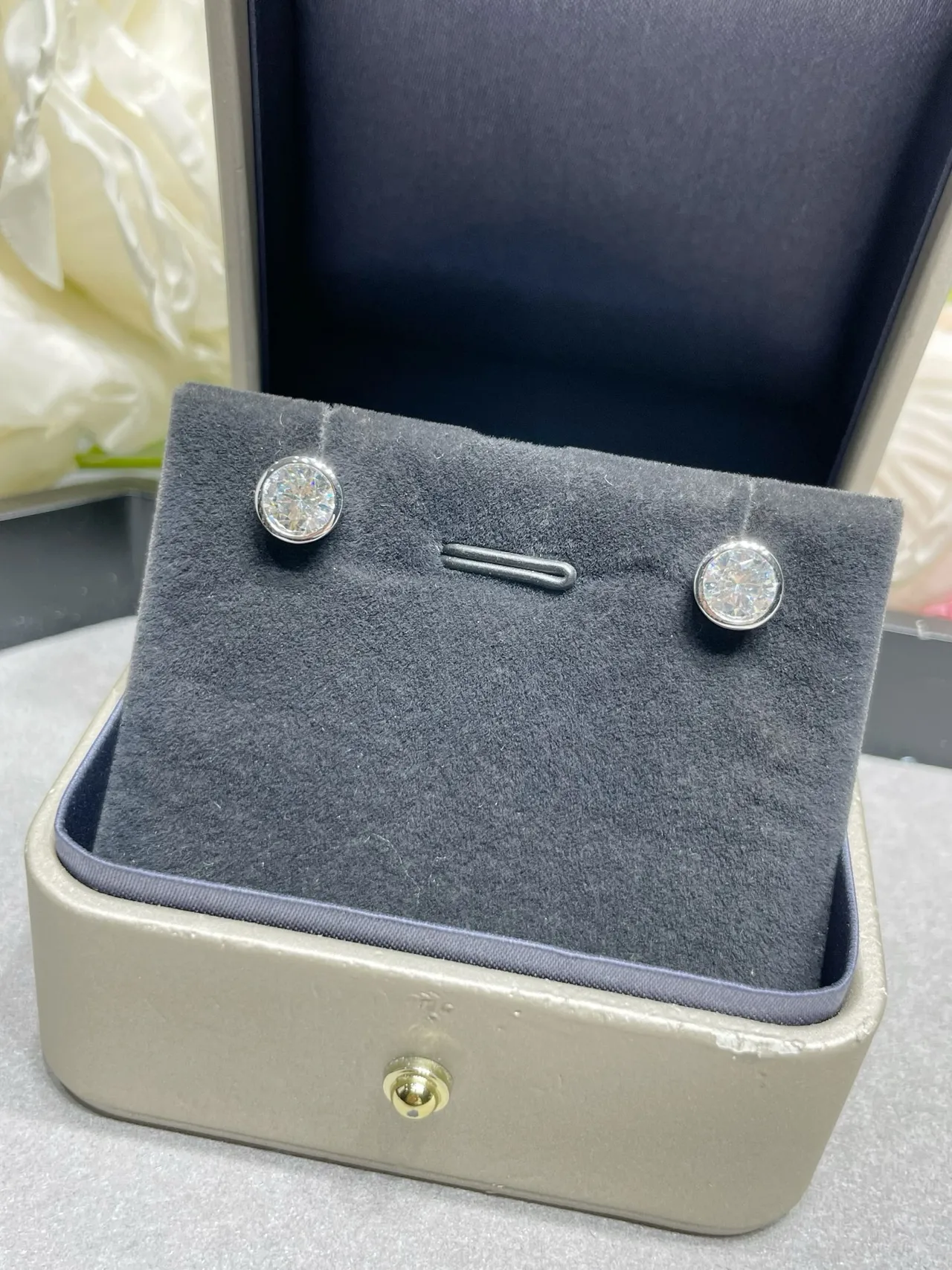 Tiffany & Co. Round Bezel-Set Brilliant-Cut Stud Earrings