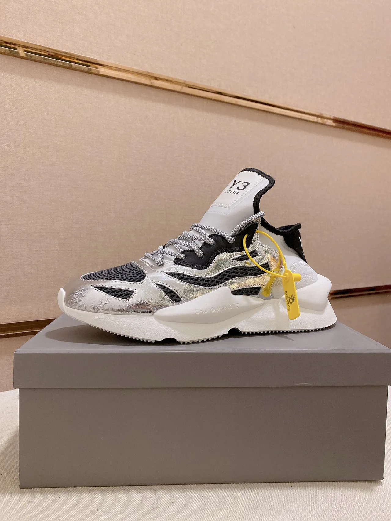 Y-3 KOB Metallic Silver Black Chunky Sneakers