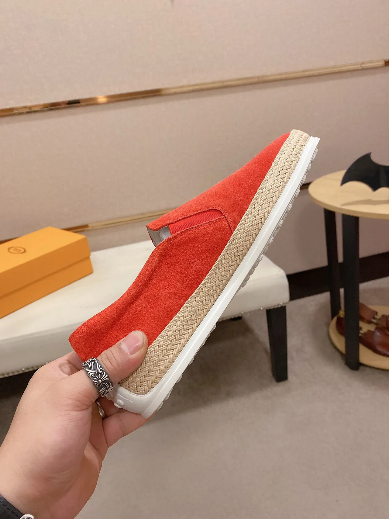 Coral Suede Slip-On Espadrille Boat Shoe