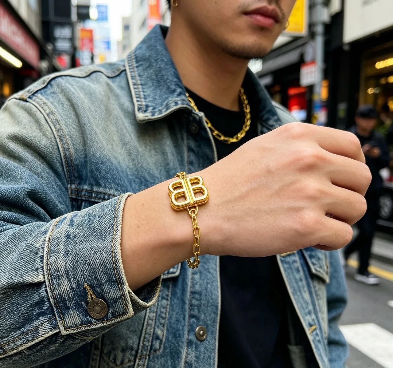 Balenciaga BB Chain Bracelet Gold Tone Bracelet