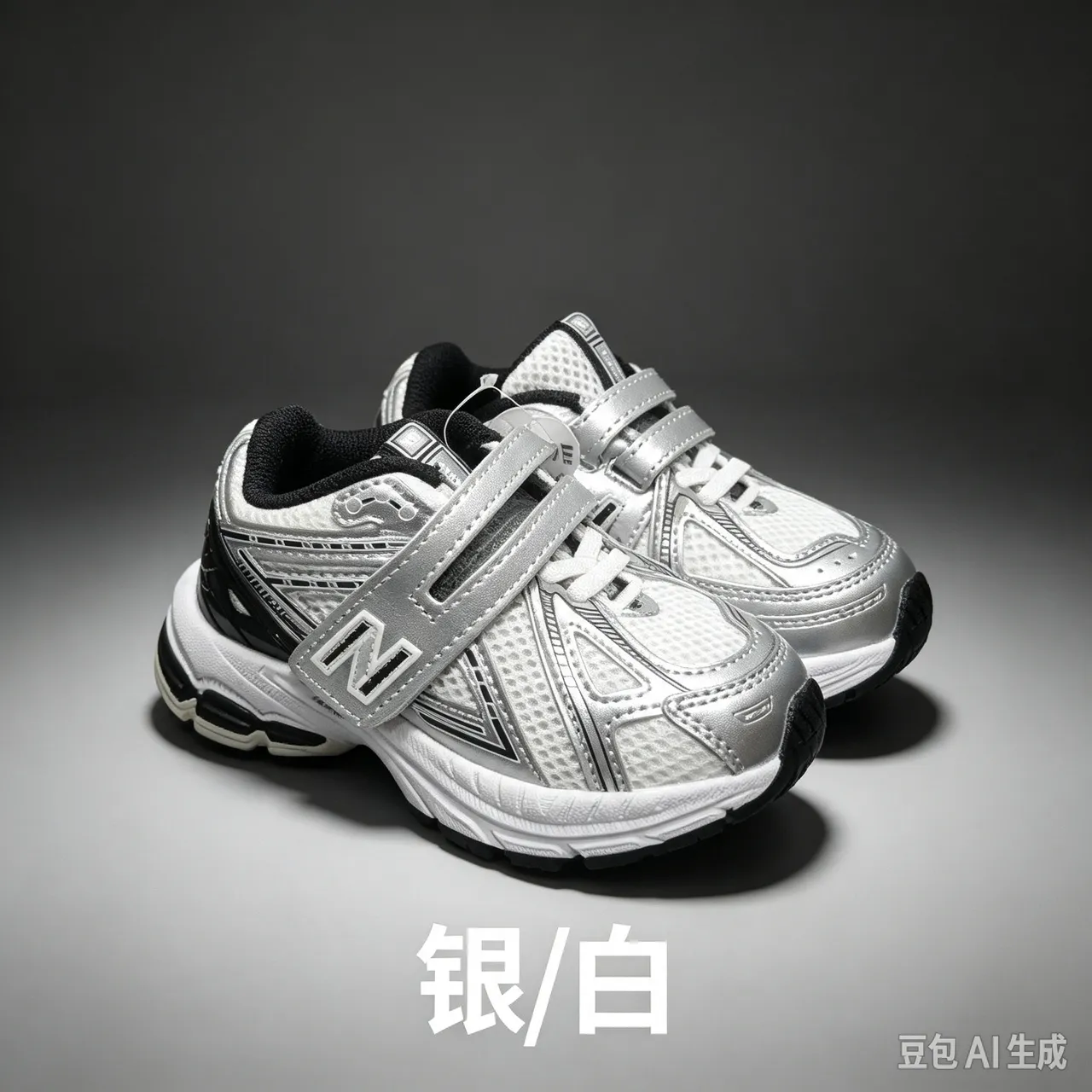 New Balance Gray Blue Retro Runner Velcro Strap Closure Chunky Sneakers