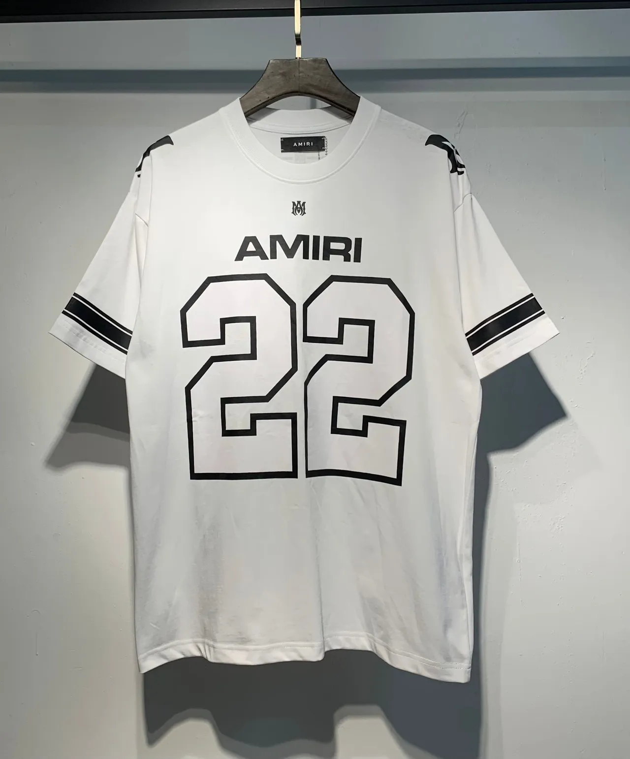 Amiri Red White Oversized Fit Athletic Stripe Sleeves Jersey