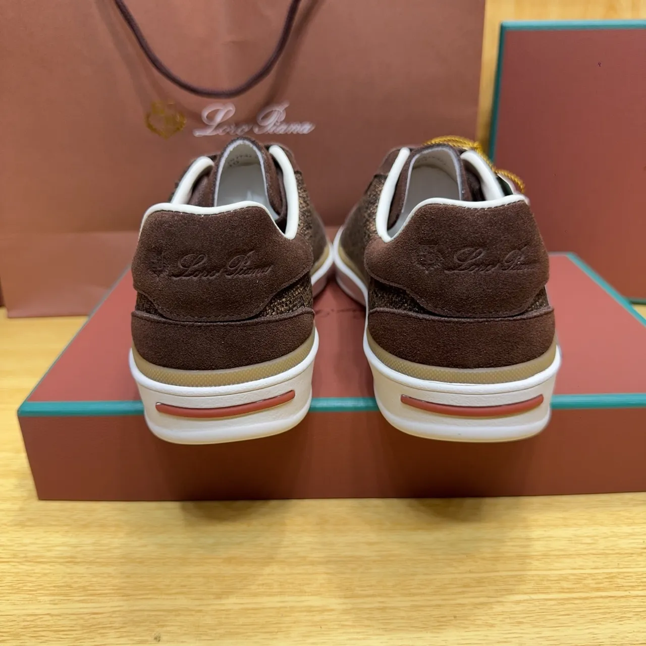 Loro Piana Brown Suede and Woven Textile Low-Top Lifestyle Sneakers