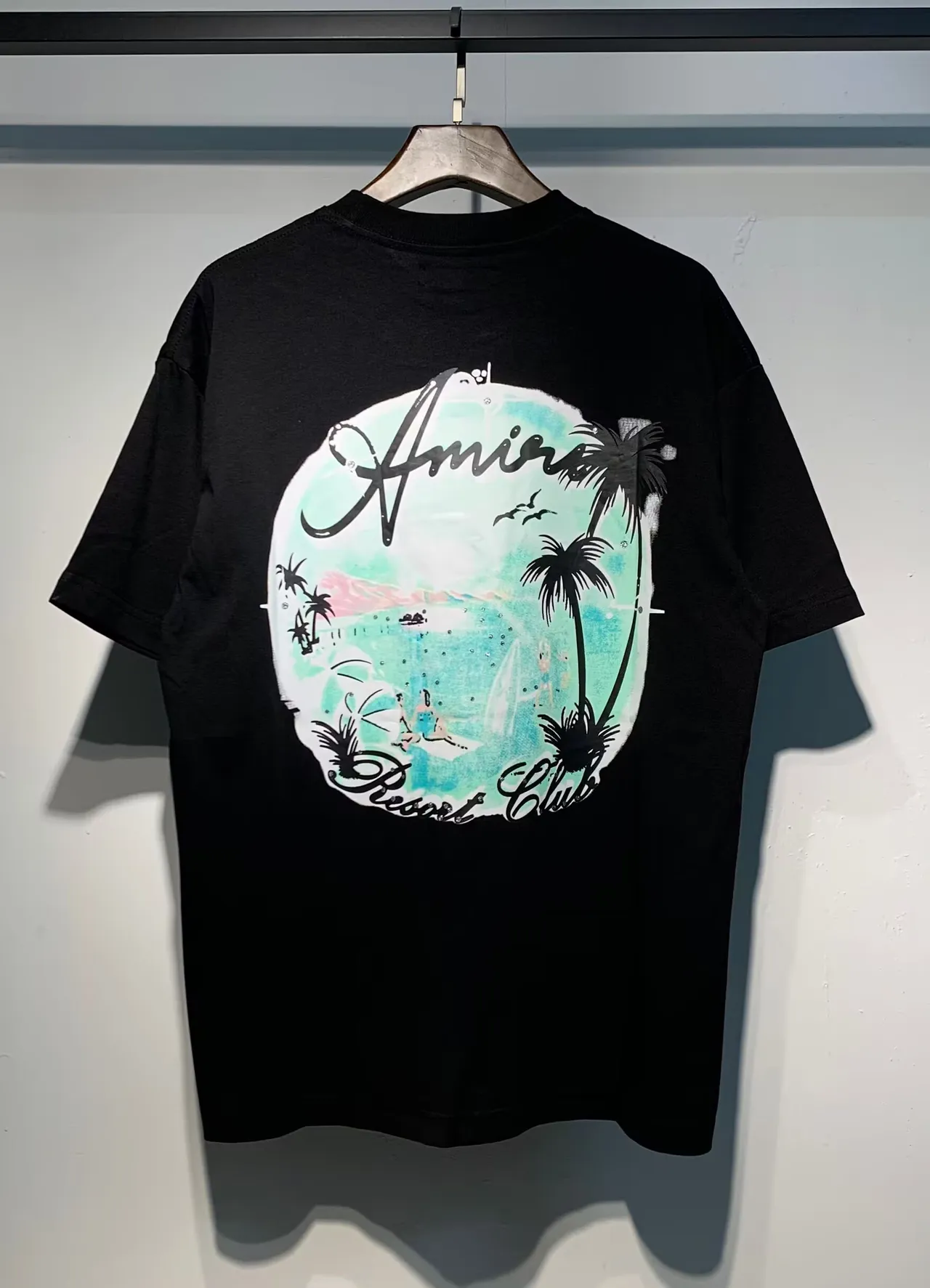 Amiri Resort Club Graphic Print Black and White T-Shirt