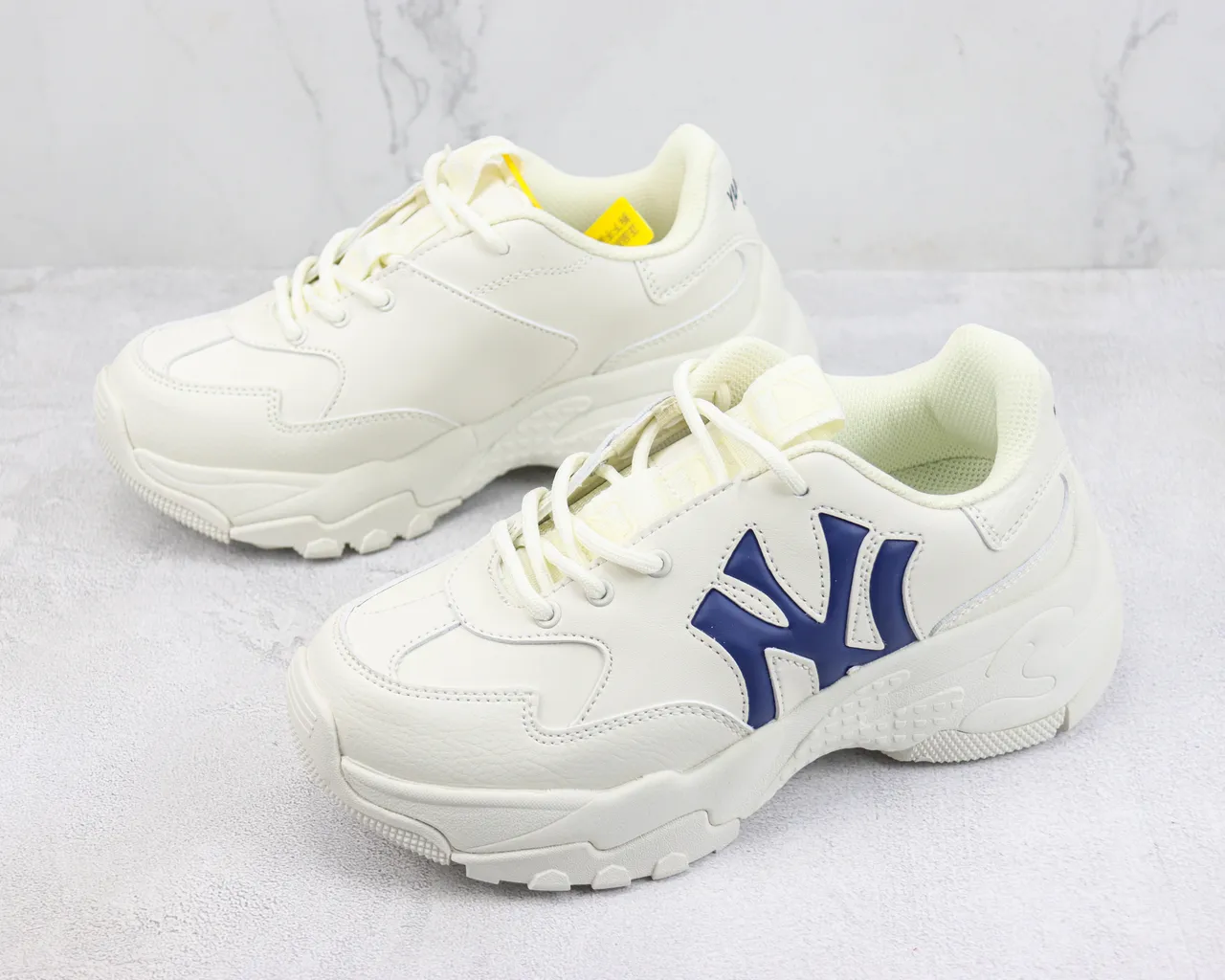New Era White Navy Chunky Sculpted Sole Oversized Interlocking Logo Sneakers