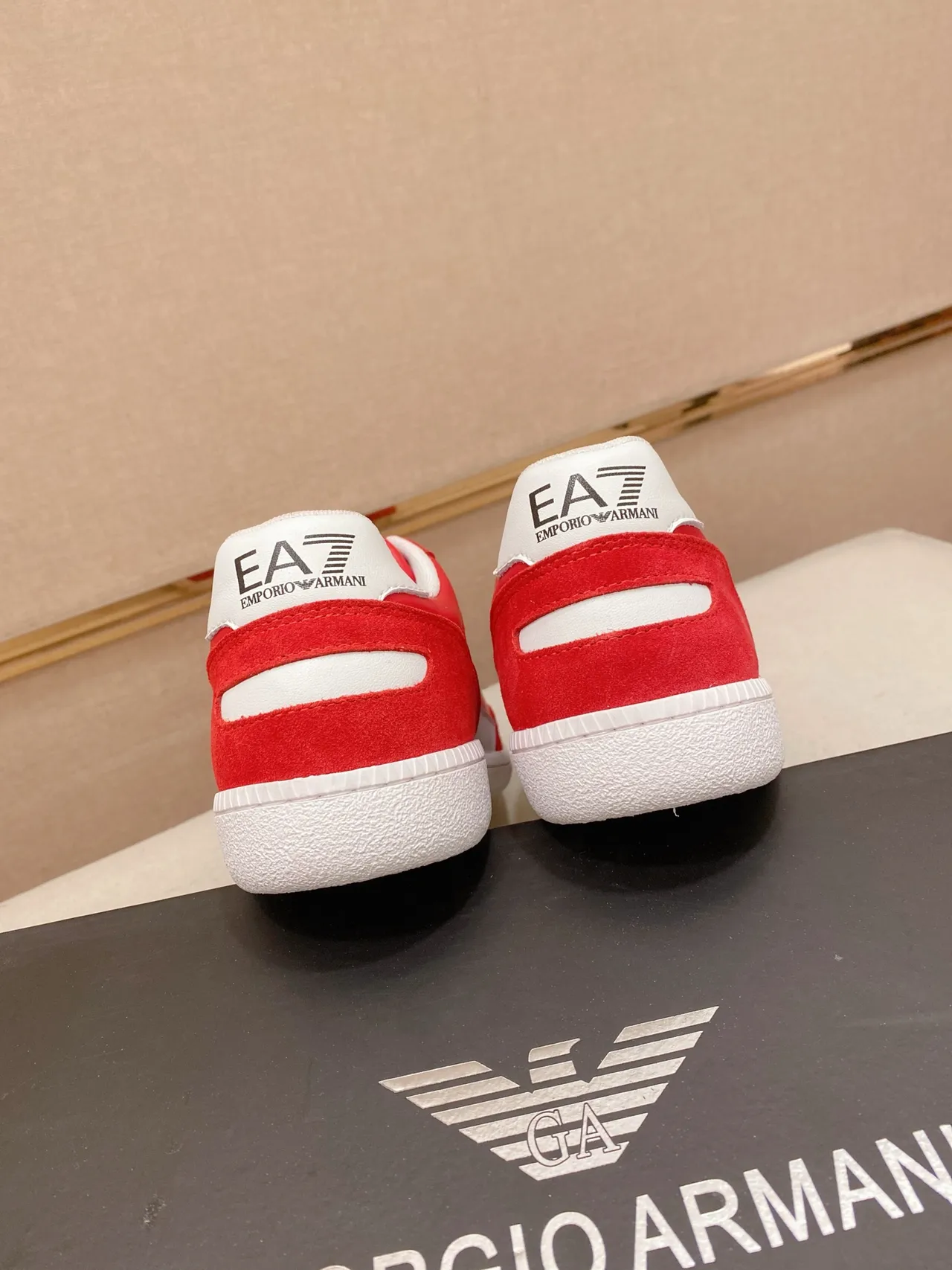 Emporio Armani EA7 Red and White Lifestyle Sneakers