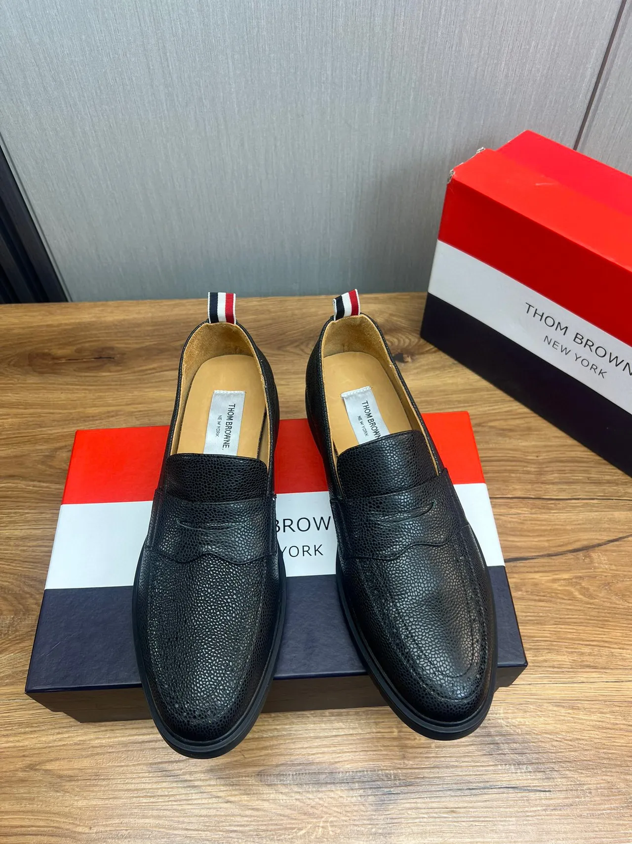 Thom Browne Penny Loafer Black Pebbled Leather Loafers