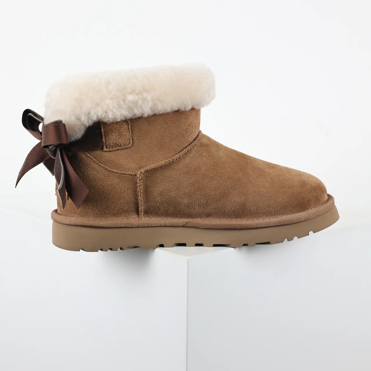 UGG Classic Mini Bow Tan Suede Ankle Boots