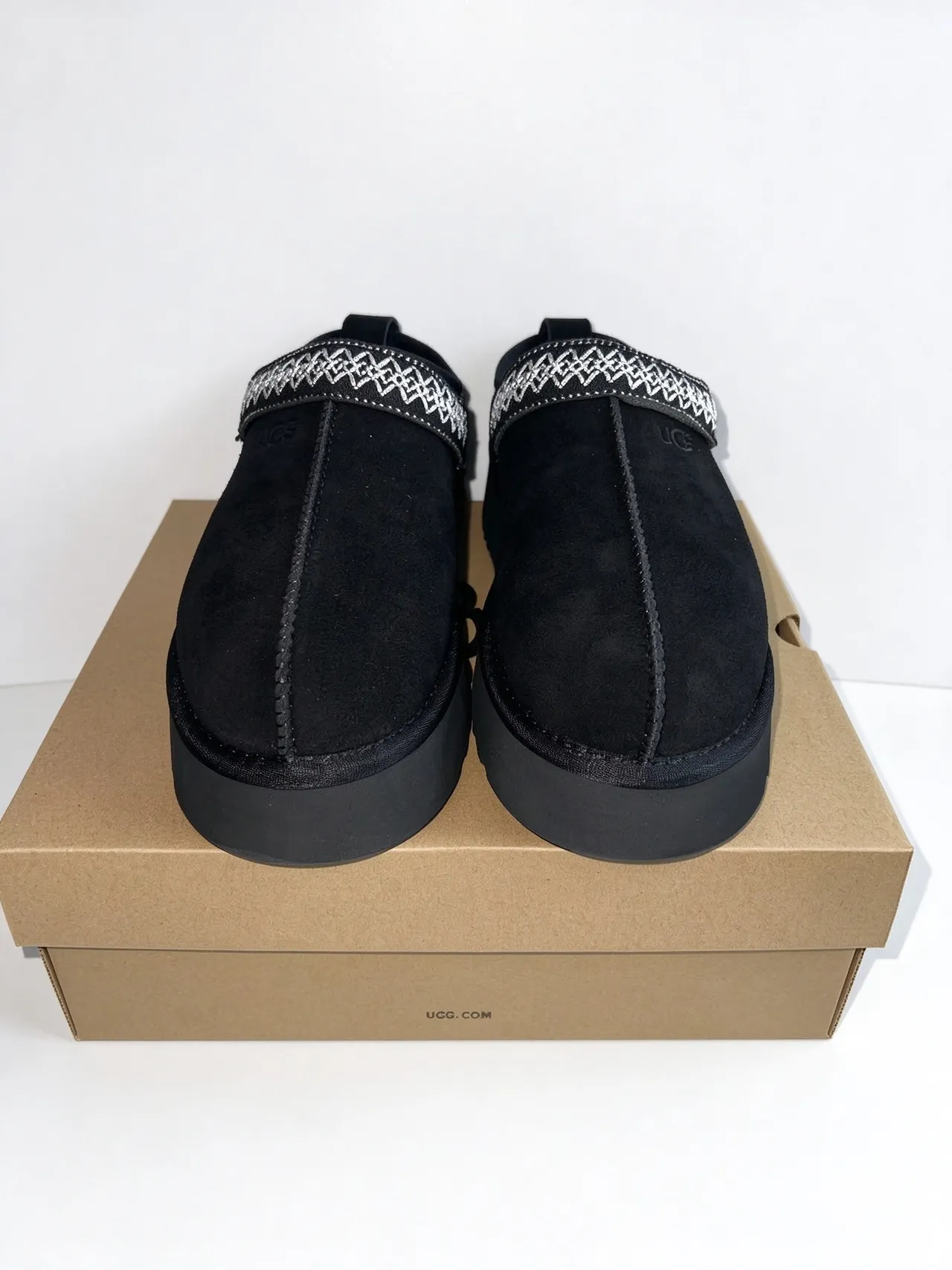 UGG Tasman Black White Platform Sole Shearling-Lined Casual Shoes