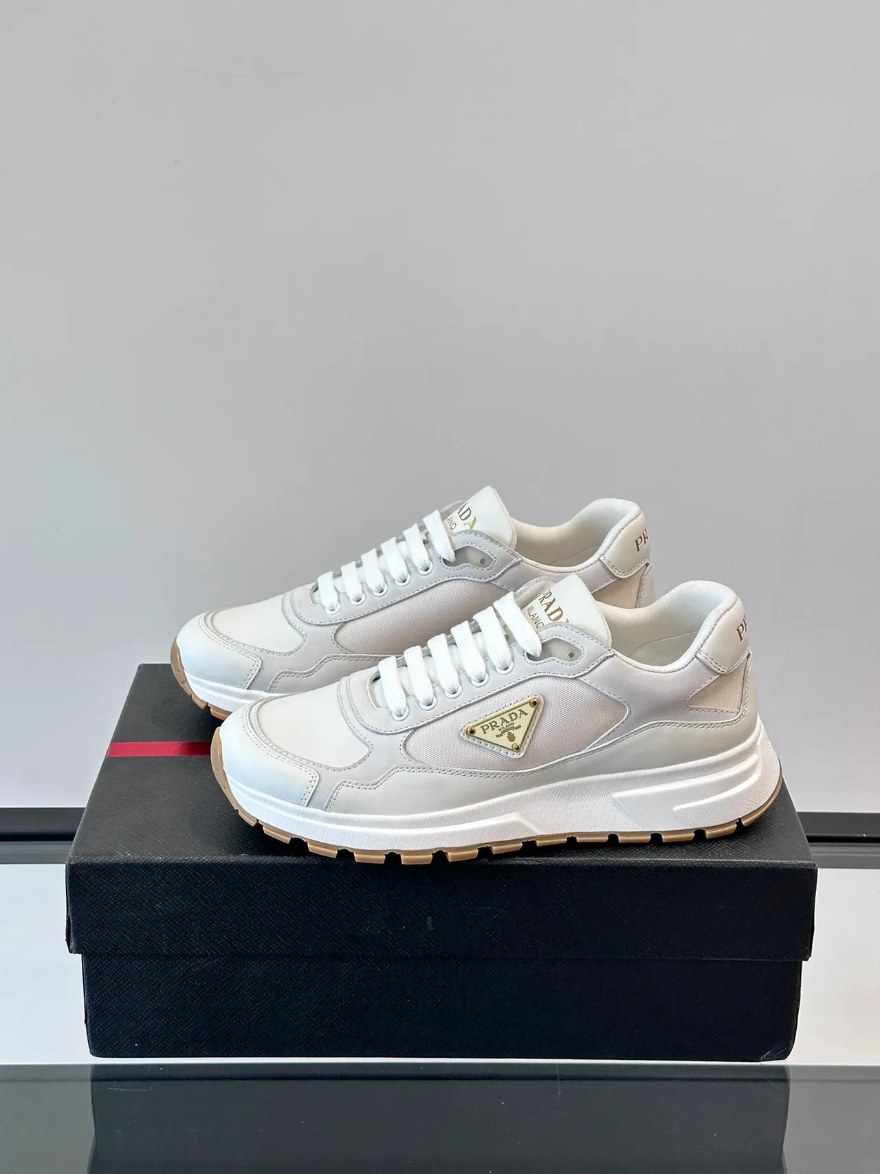 Prada Cloudbust White and Cream Chunky Sneakers