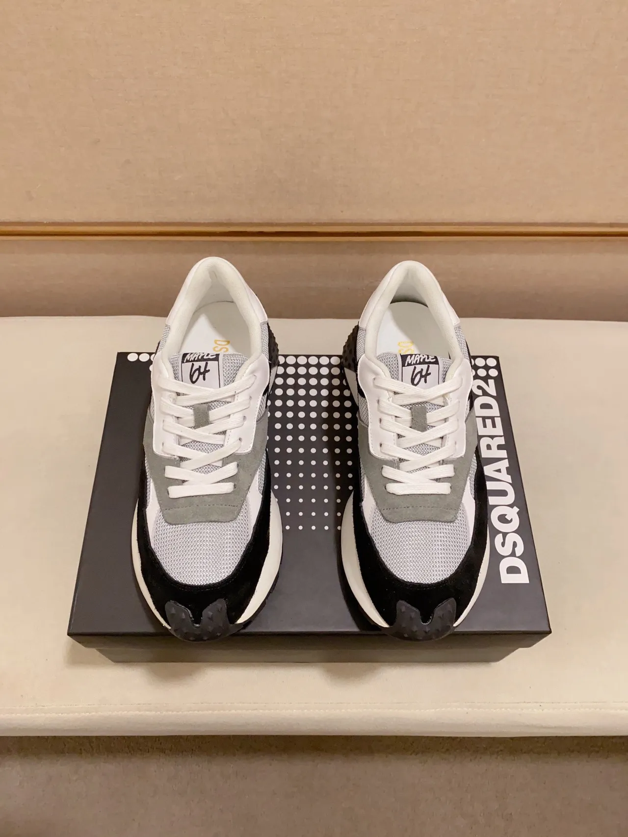 Dsquared2 ICON Black Gray White Layered Chunky Sneakers