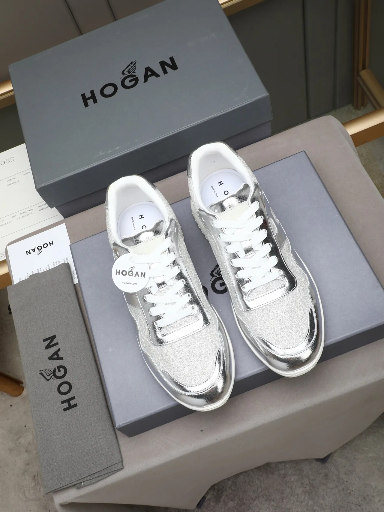 Hogan Metallic Silver Lifestyle Sneaker