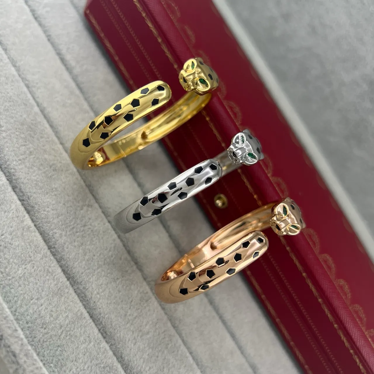 Cartier Panthère Panther Head Open Bangle Bracelet