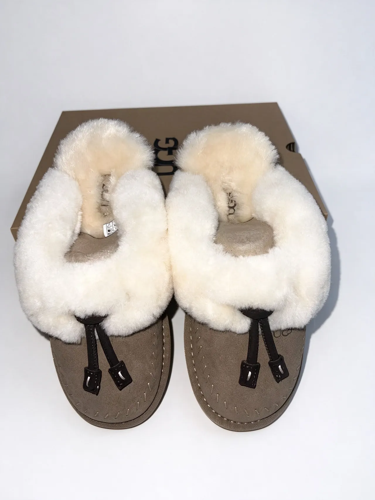 UGG Tasman Taupe Shearling-Lined Slippers