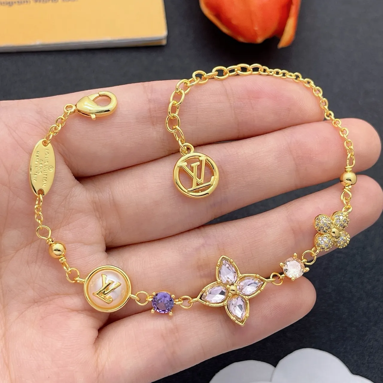 Louis Vuitton Blossom Gold-Tone Flower Charm Bracelet
