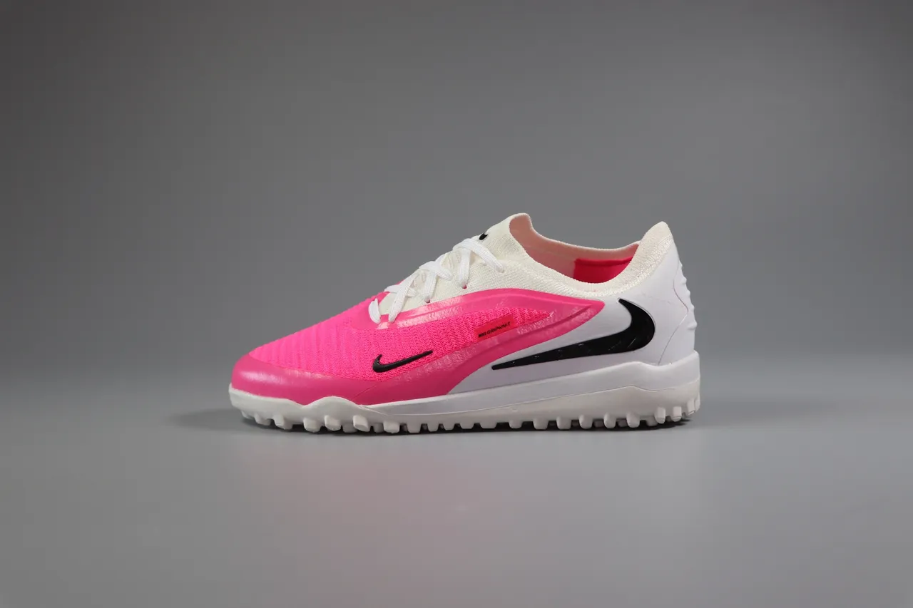 Nike Pink Green Low-Cut Synthetic Overlay Cage Artificial-Grass Soccer Shoes