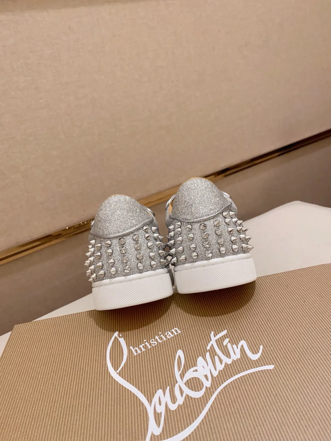 Christian Louboutin Spiky Glitter Low-Top Lifestyle Sneakers