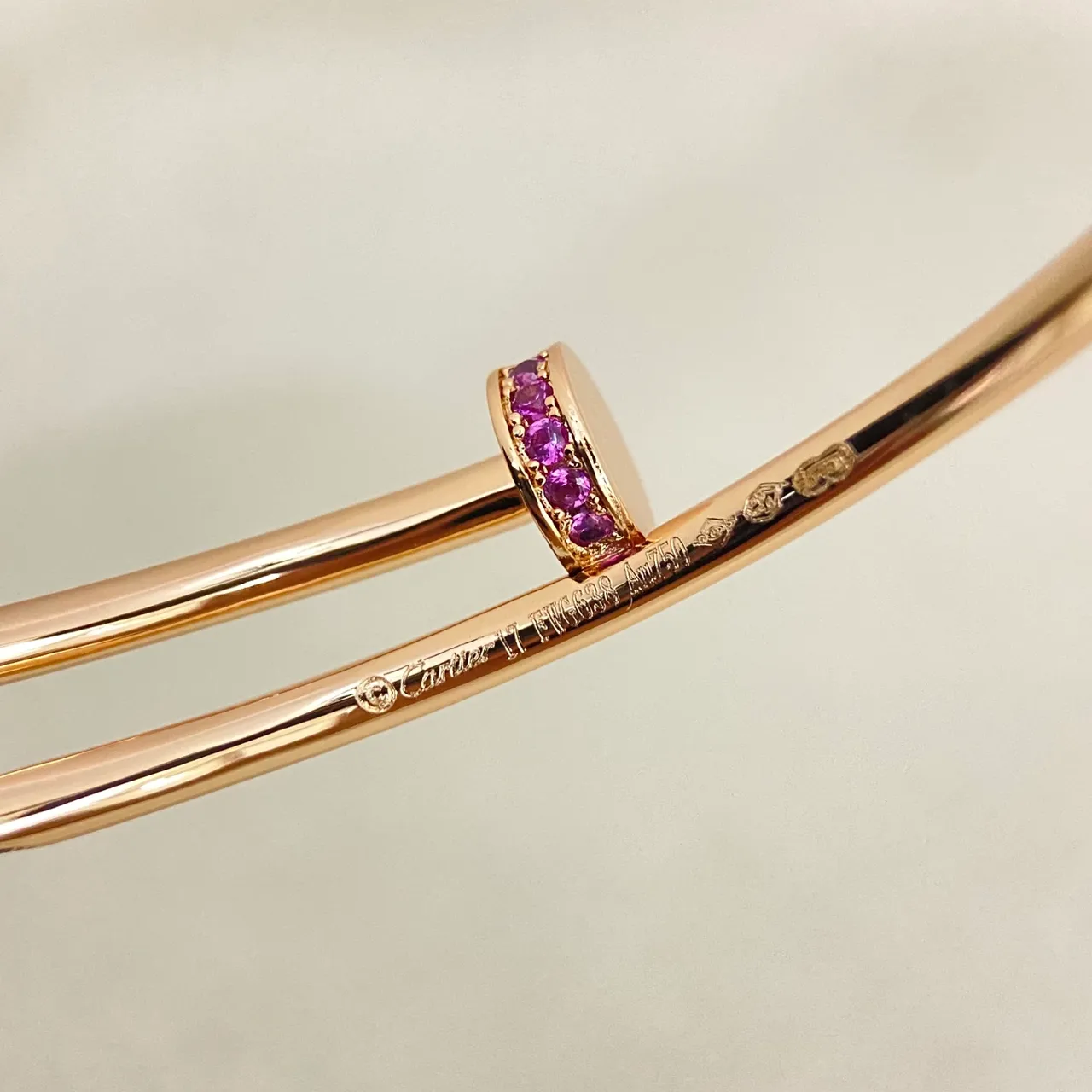 Tiffany & Co. Juste un Clou Blue Sapphire and Pink Sapphire Bangle Bracelets