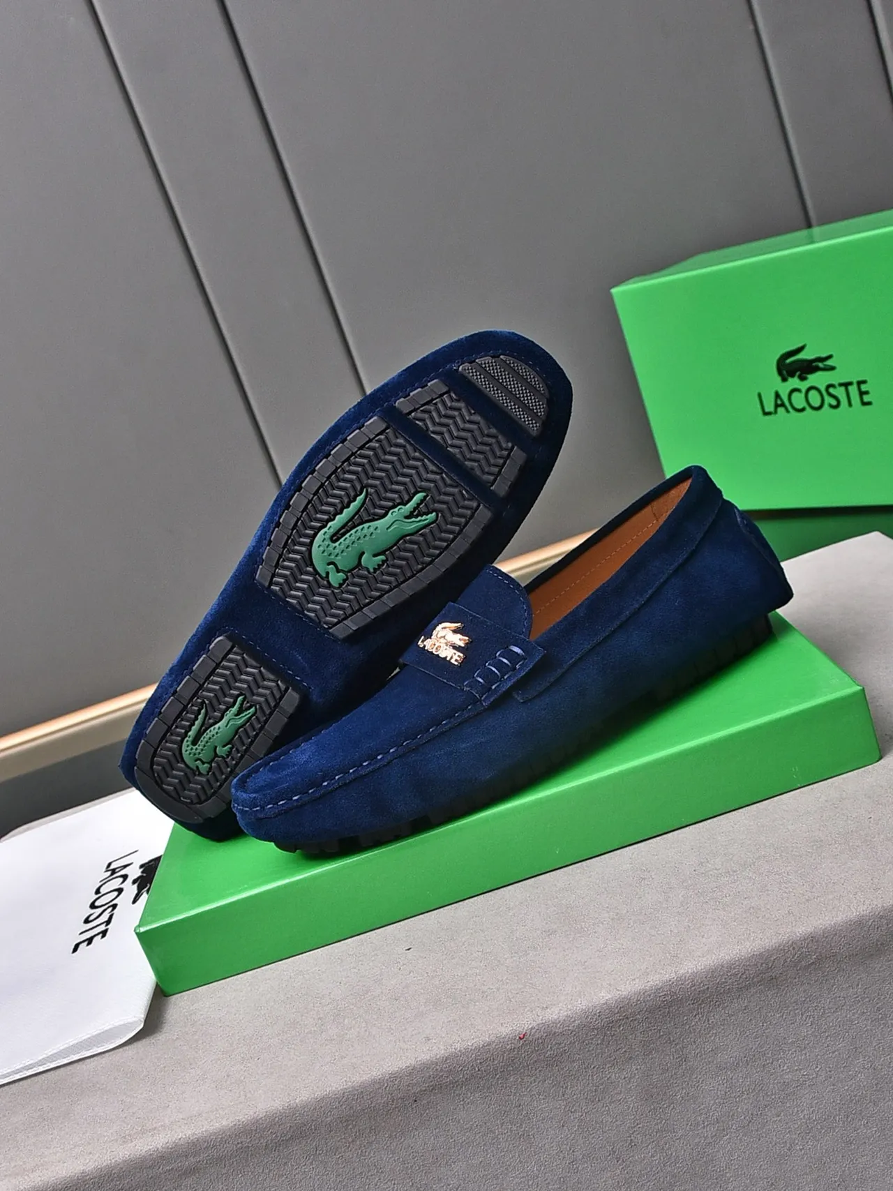 Lacoste Loafer Navy Brown Suede Upper Penny Strap Loafer