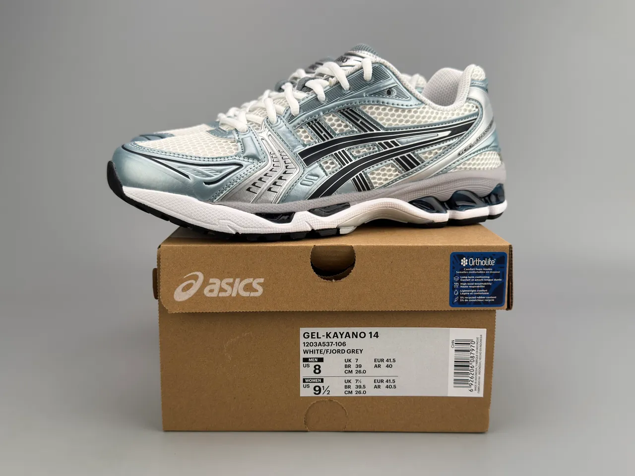 ASICS Gel-Kayano Silver White Black Running Shoes