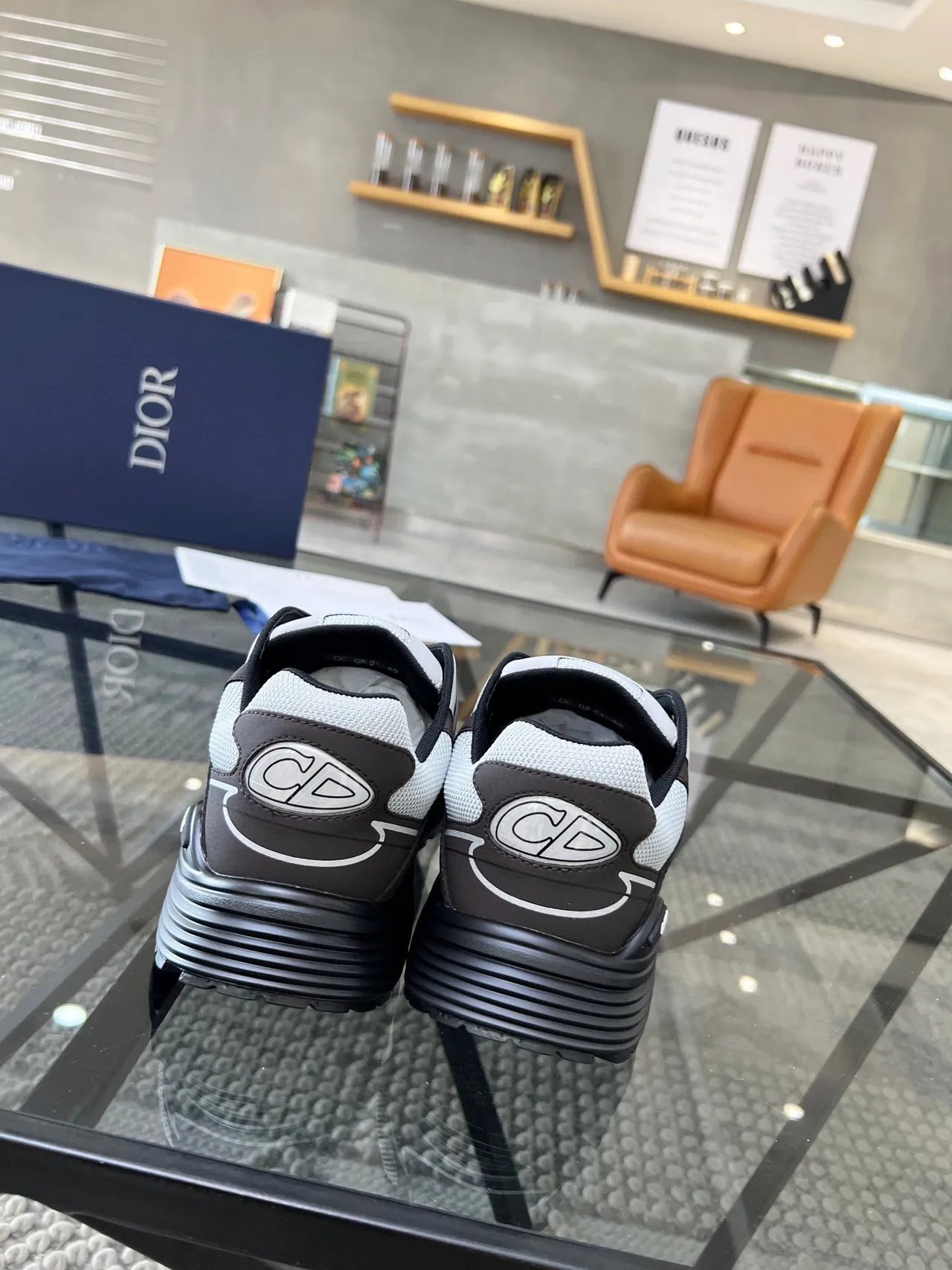 Dior B23 Oversized Logo Brown White Gray Chunky Sneakers