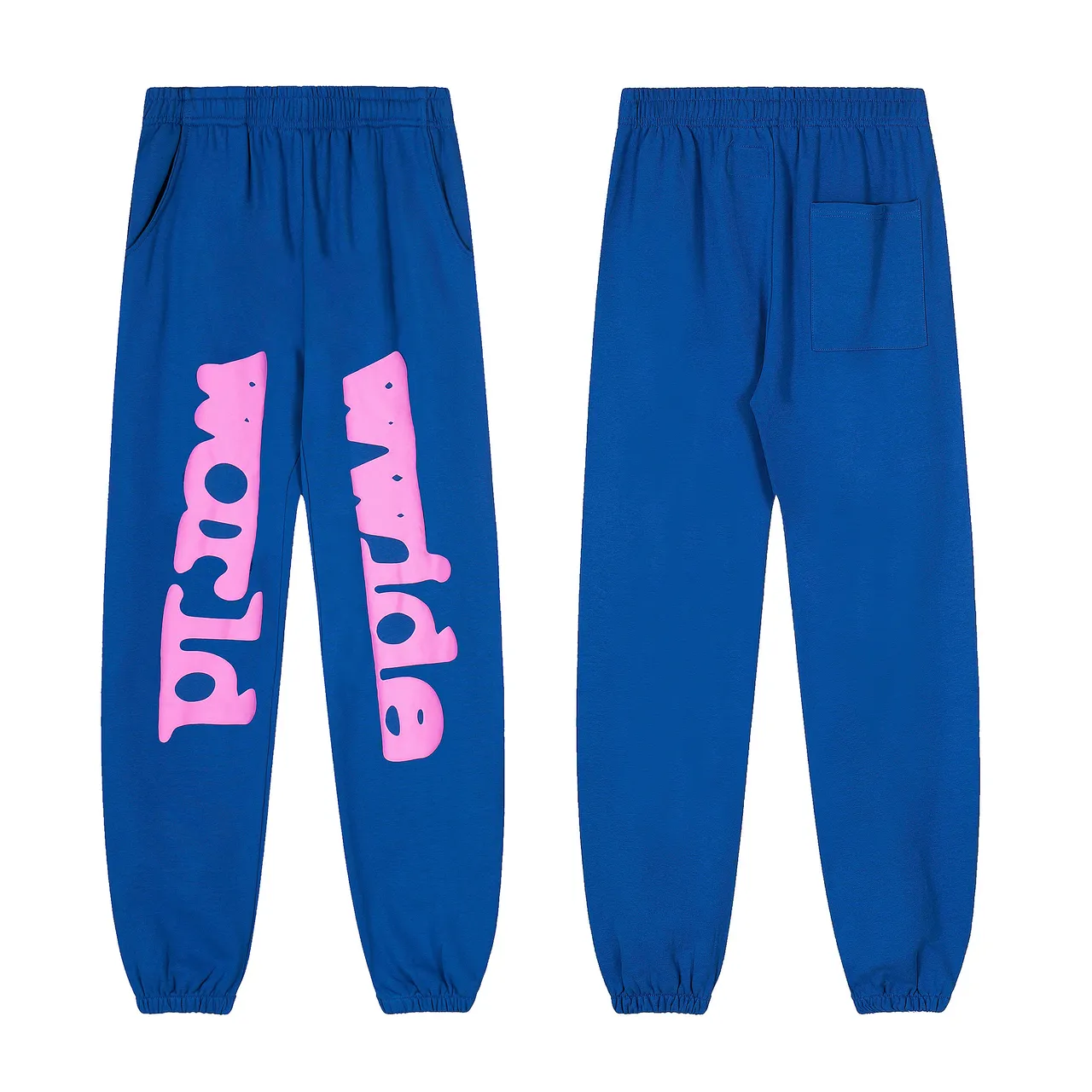 Blue Pink Oversized Hoodie Graphic-Print Joggers Tracksuit