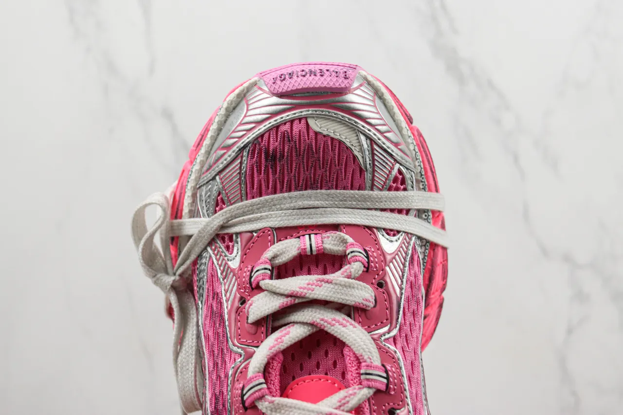 ASICS Pink Silver Mesh Upper Synthetic Overlays Chunky Sneakers
